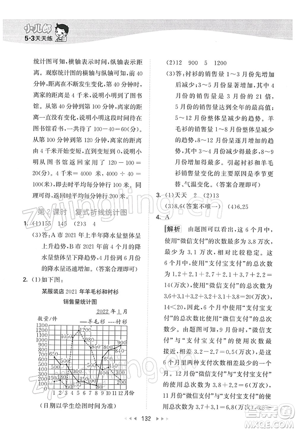 教育科學出版社2022春季53天天練五年級數(shù)學下冊SJ蘇教版答案