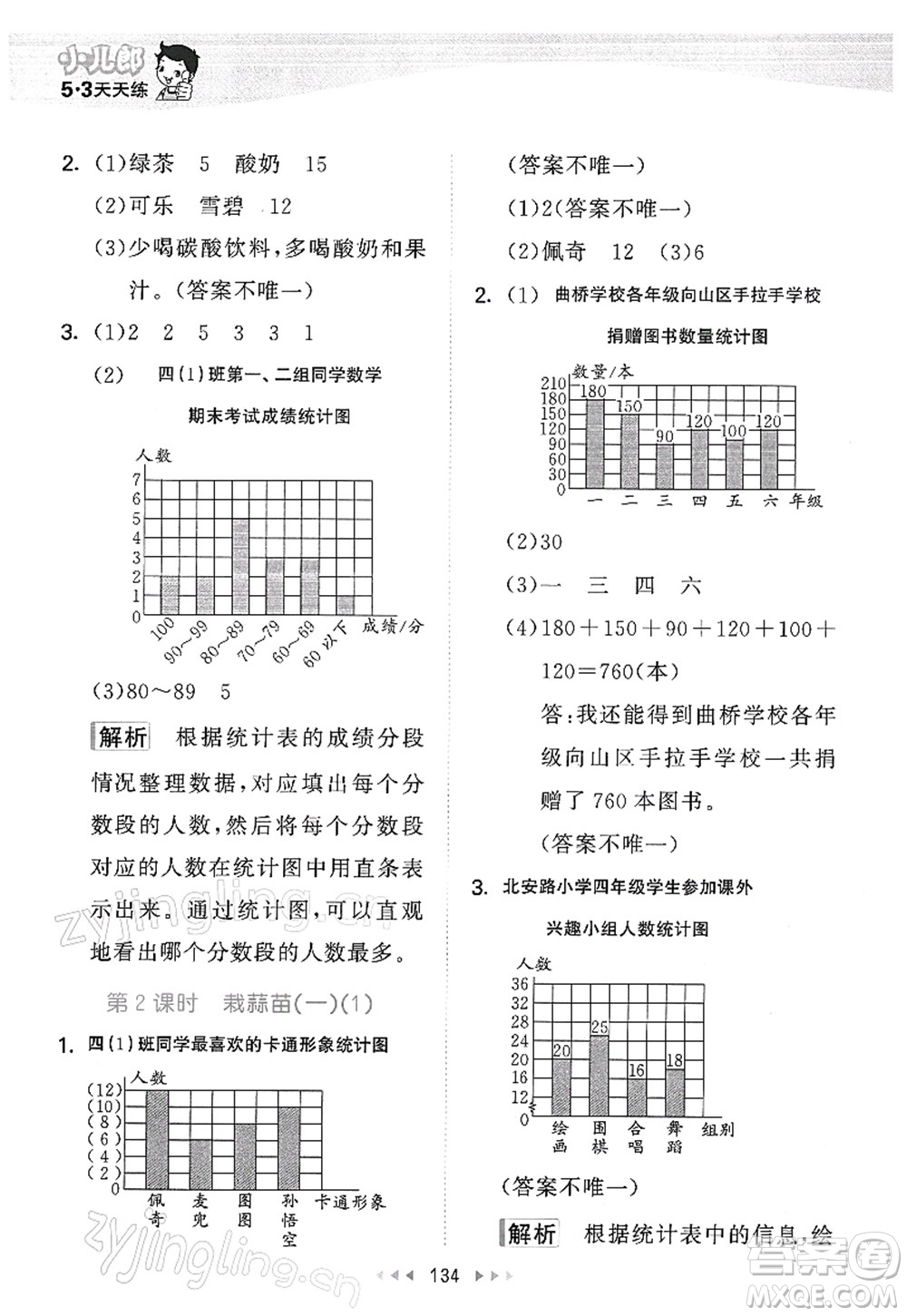 教育科學(xué)出版社2022春季53天天練四年級(jí)數(shù)學(xué)下冊(cè)BSD北師大版答案