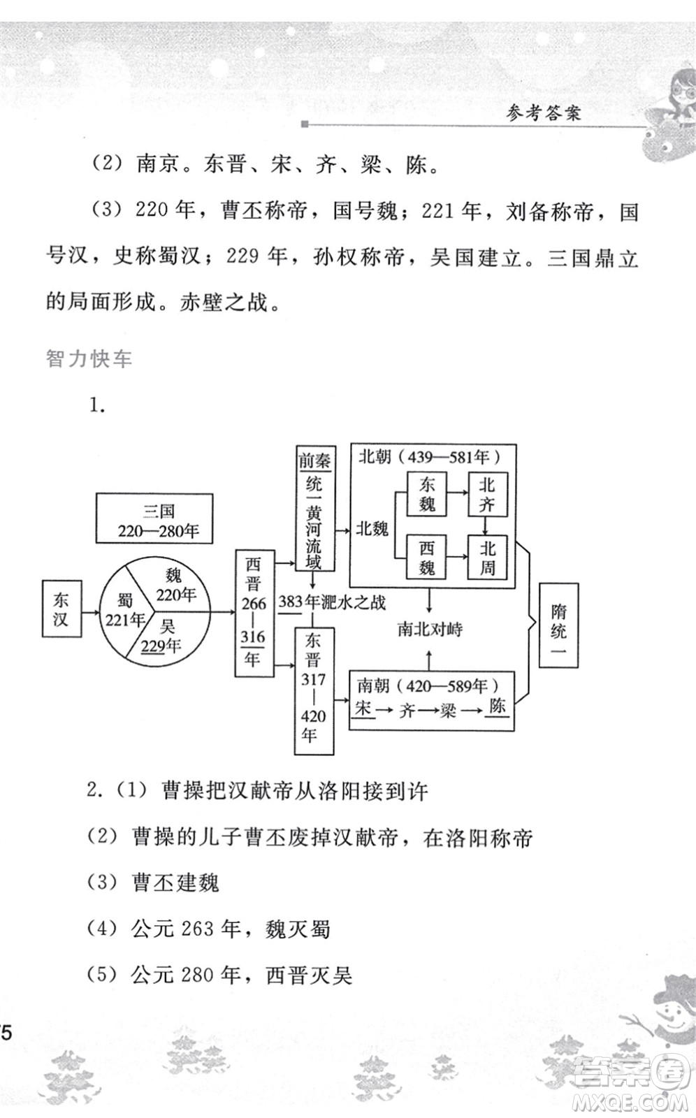 人民教育出版社2022寒假作業(yè)七年級歷史人教版答案