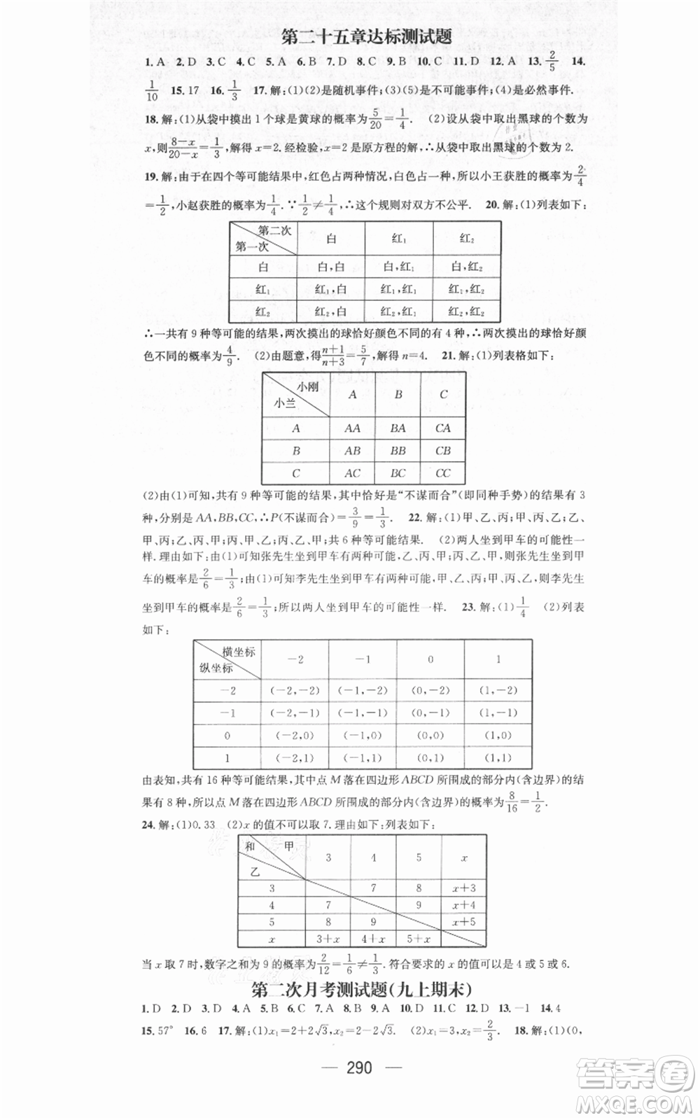 新世紀(jì)出版社2021名師測(cè)控九年級(jí)數(shù)學(xué)人教版遵義專(zhuān)版參考答案