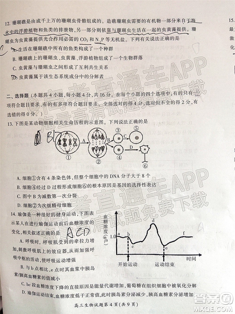 郴州市2022屆高三第二次教學質量監(jiān)測生物試題及答案