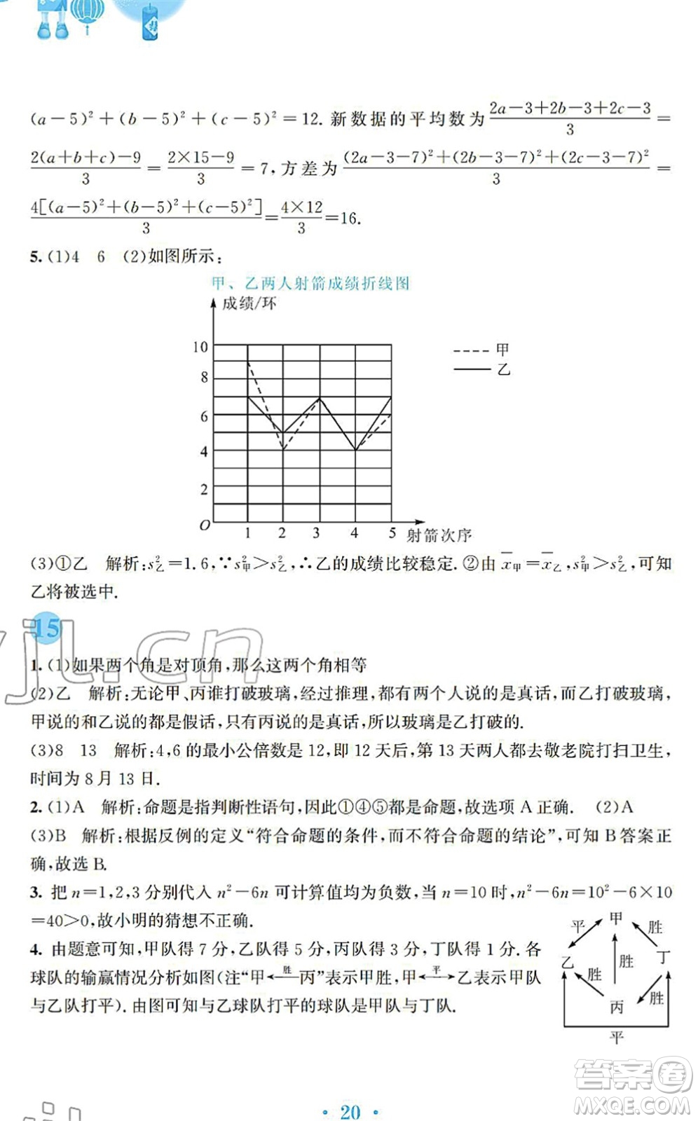 安徽教育出版社2022寒假作業(yè)八年級(jí)數(shù)學(xué)北師大版答案