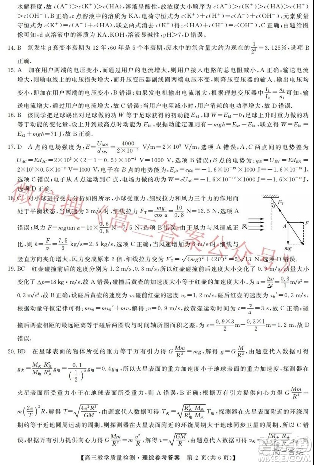 2022年1月廣西高三教學(xué)質(zhì)量監(jiān)測試題理科綜合試題及答案