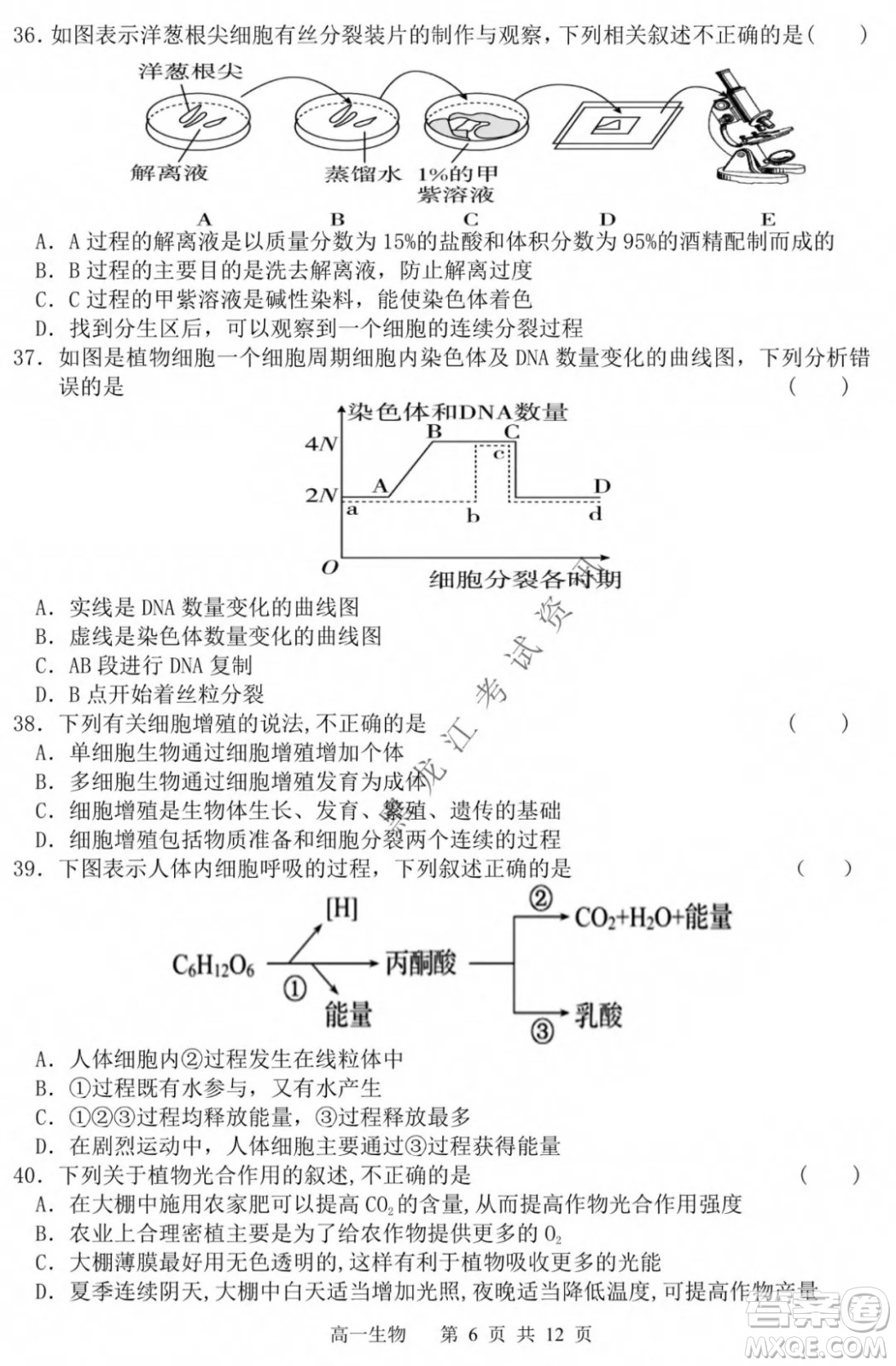 哈三中2021-2022學(xué)年度上學(xué)期高一學(xué)年第一模塊考試生物試卷及答案