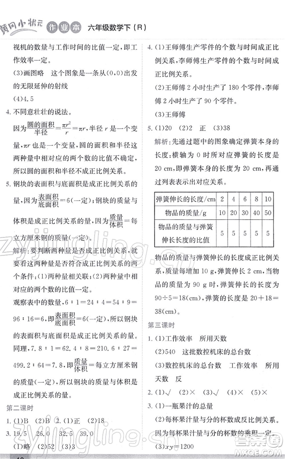 龍門書(shū)局2022黃岡小狀元作業(yè)本六年級(jí)數(shù)學(xué)下冊(cè)R人教版答案