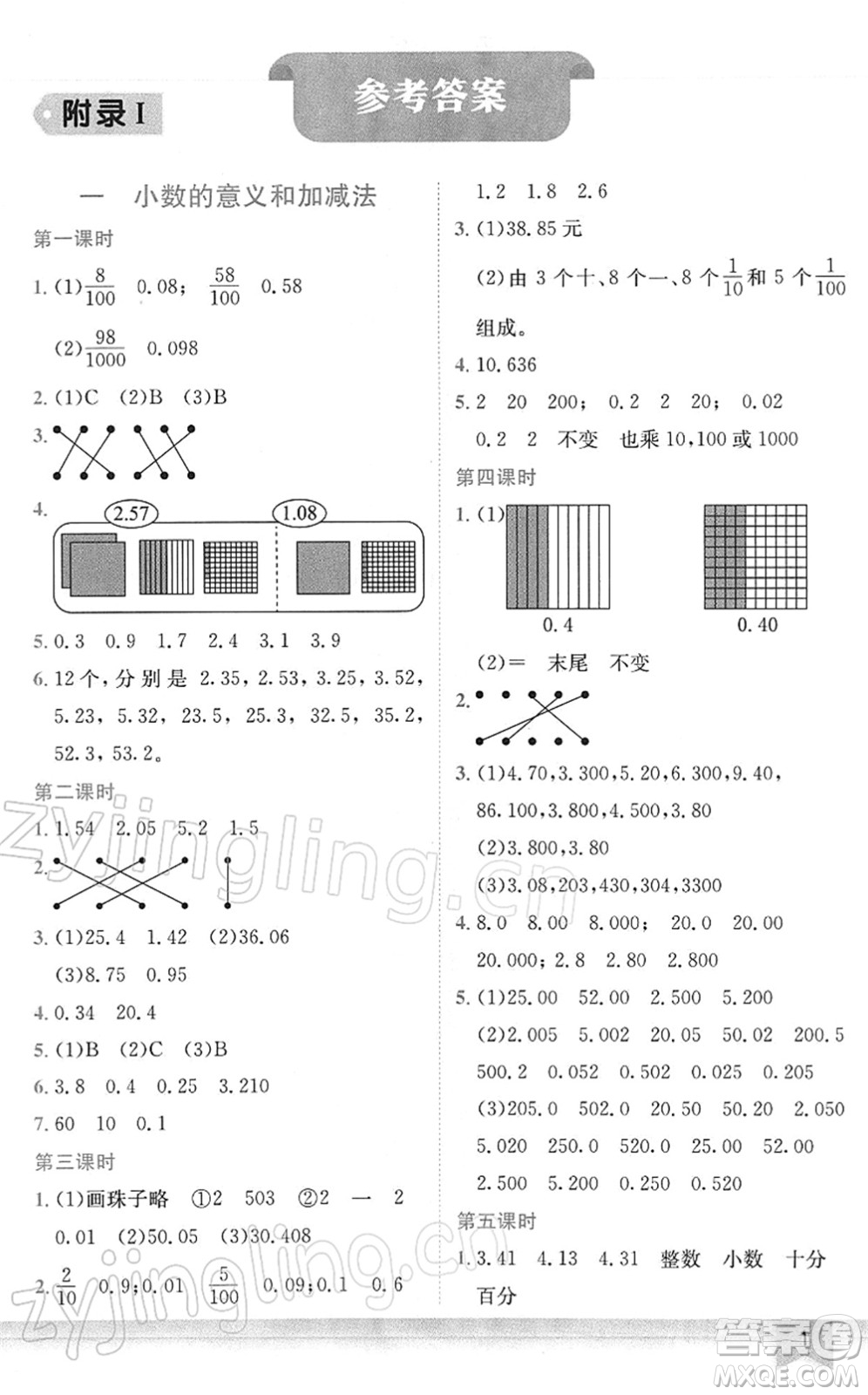 龍門書(shū)局2022黃岡小狀元作業(yè)本四年級(jí)數(shù)學(xué)下冊(cè)BS北師版廣東專版答案