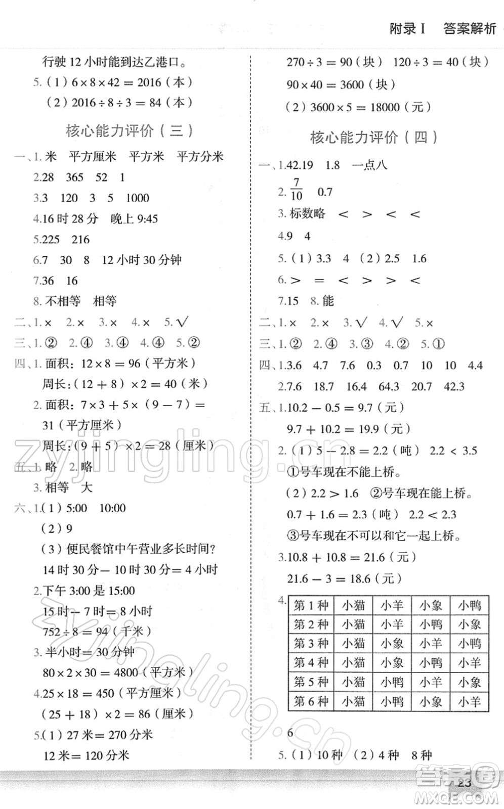 龍門書局2022黃岡小狀元作業(yè)本三年級(jí)數(shù)學(xué)下冊(cè)R人教版廣東專版答案