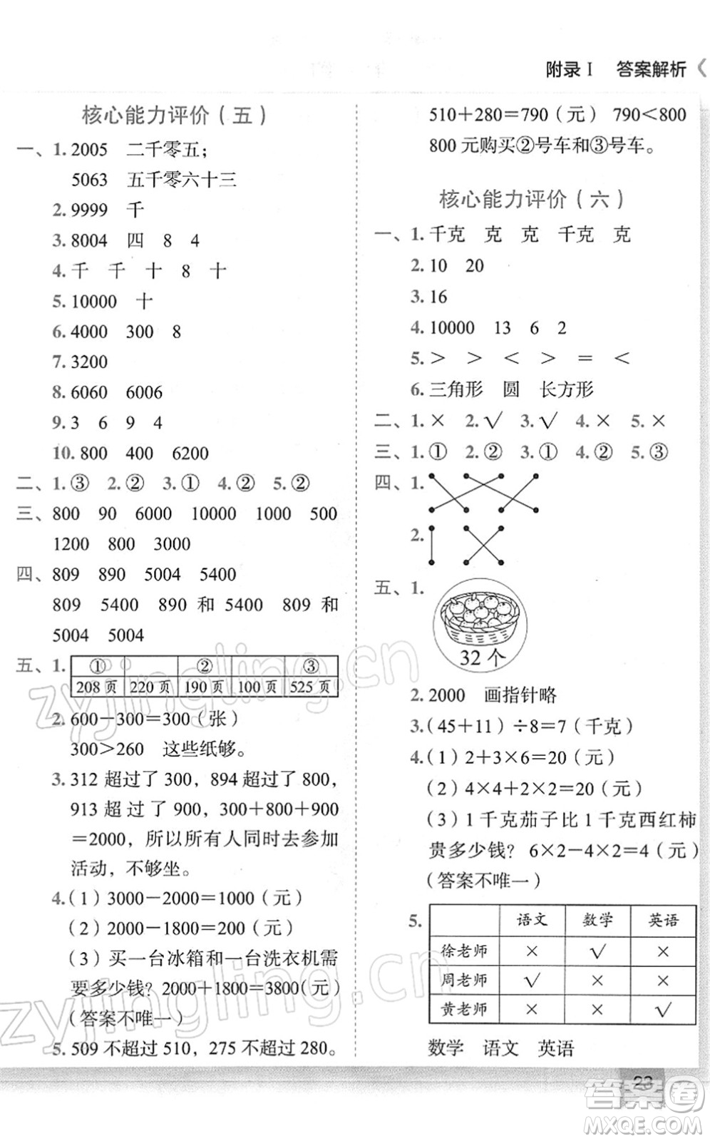 龍門書局2022黃岡小狀元作業(yè)本二年級數(shù)學(xué)下冊R人教版廣東專版答案