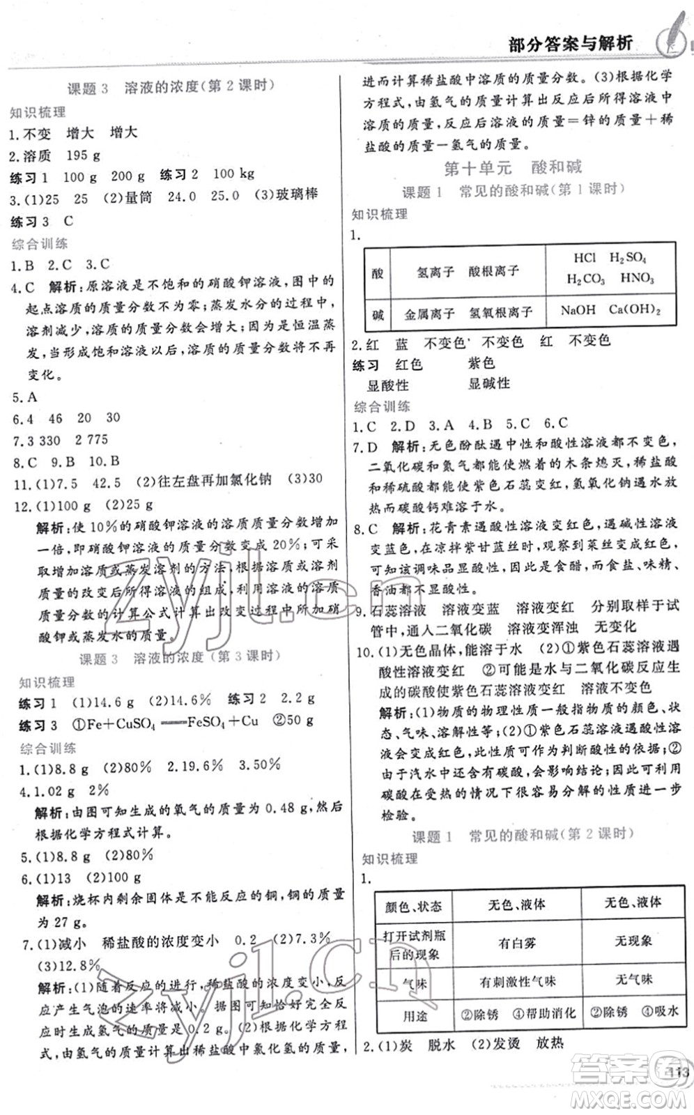 新世紀出版社2022同步導學與優(yōu)化訓練九年級化學下冊人教版答案