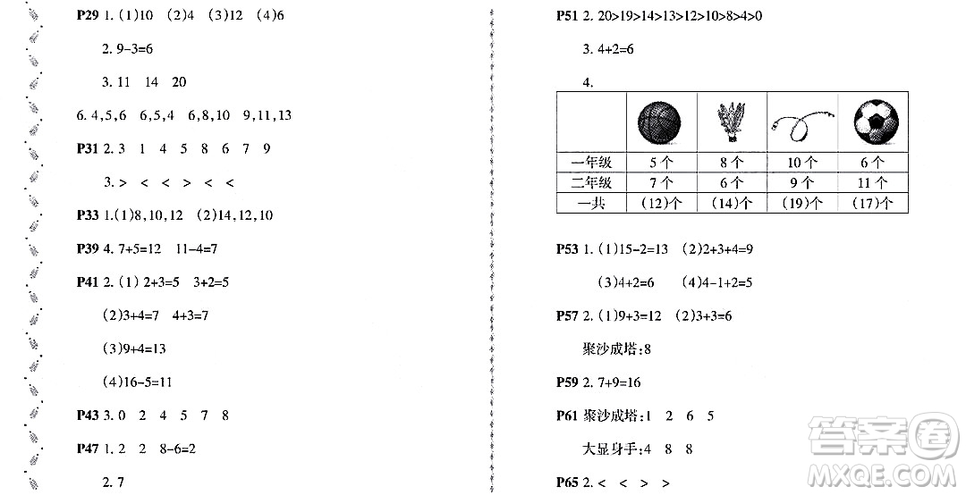 黑龍江少年兒童出版社2022陽光假日寒假一年級(jí)數(shù)學(xué)北師大版答案