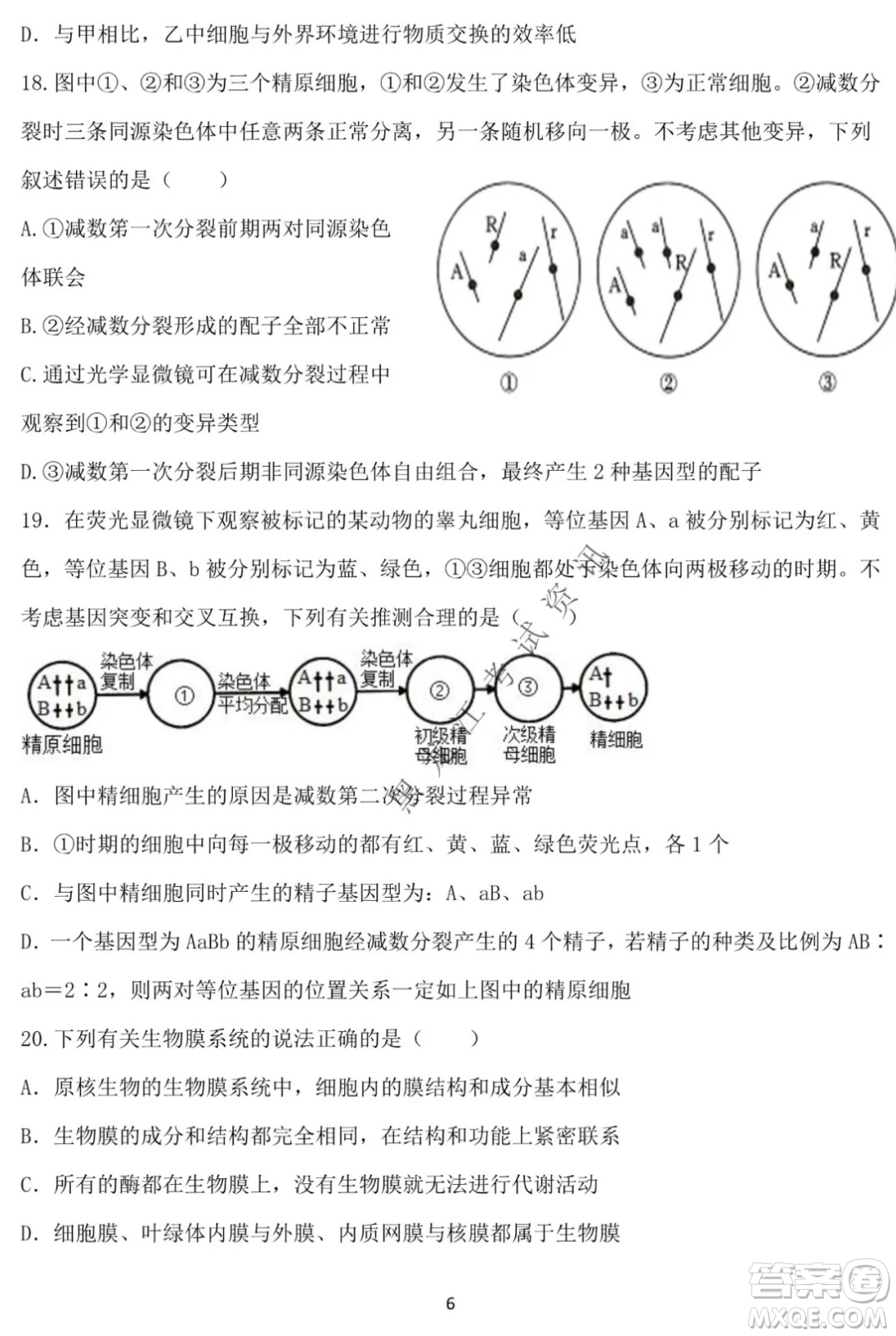 德強(qiáng)高中2021-2022學(xué)年度上學(xué)期期末驗(yàn)收考試高三學(xué)年清北生物試題及答案