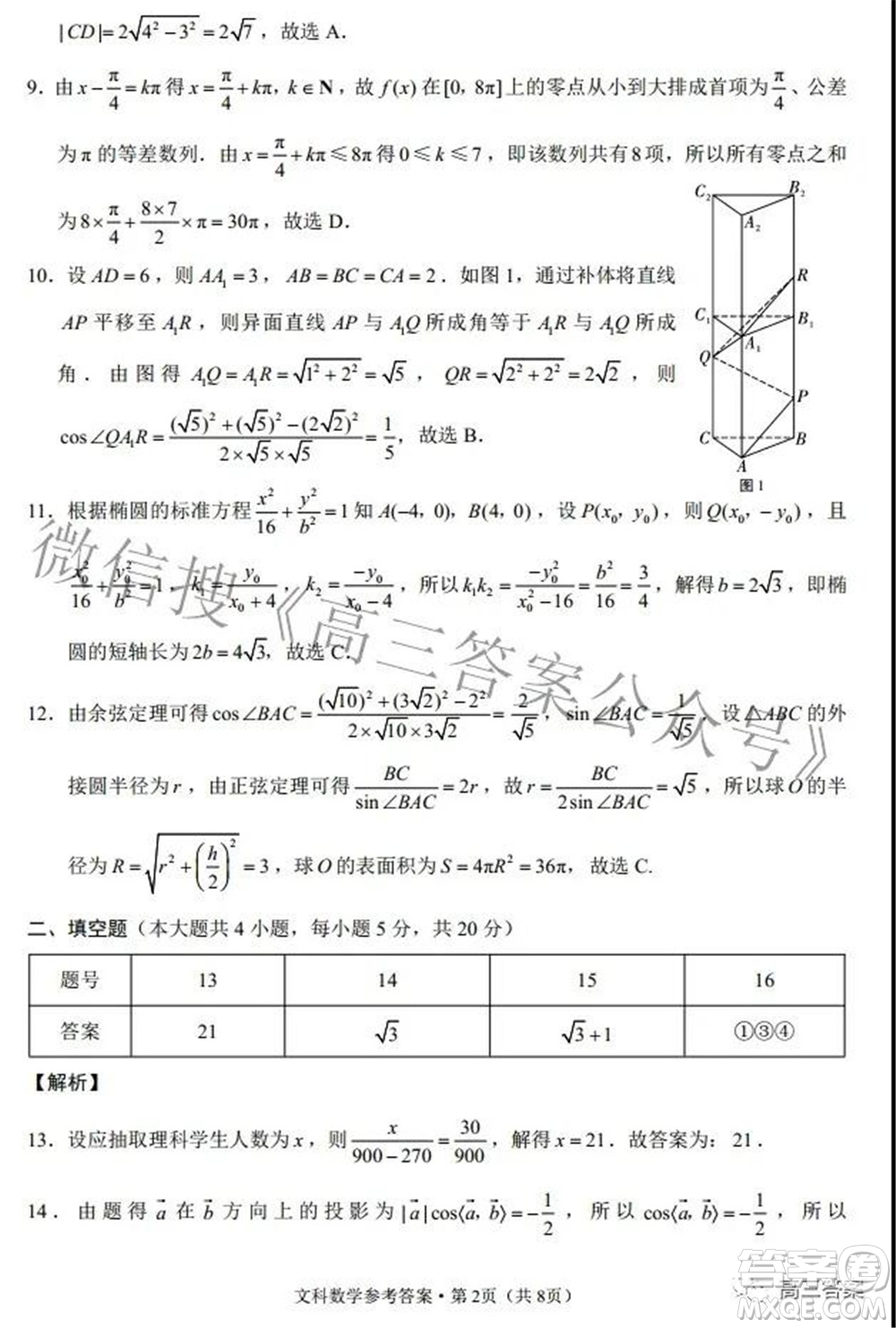 2022屆云師大附中高三適應(yīng)性月考七文科數(shù)學試題及答案