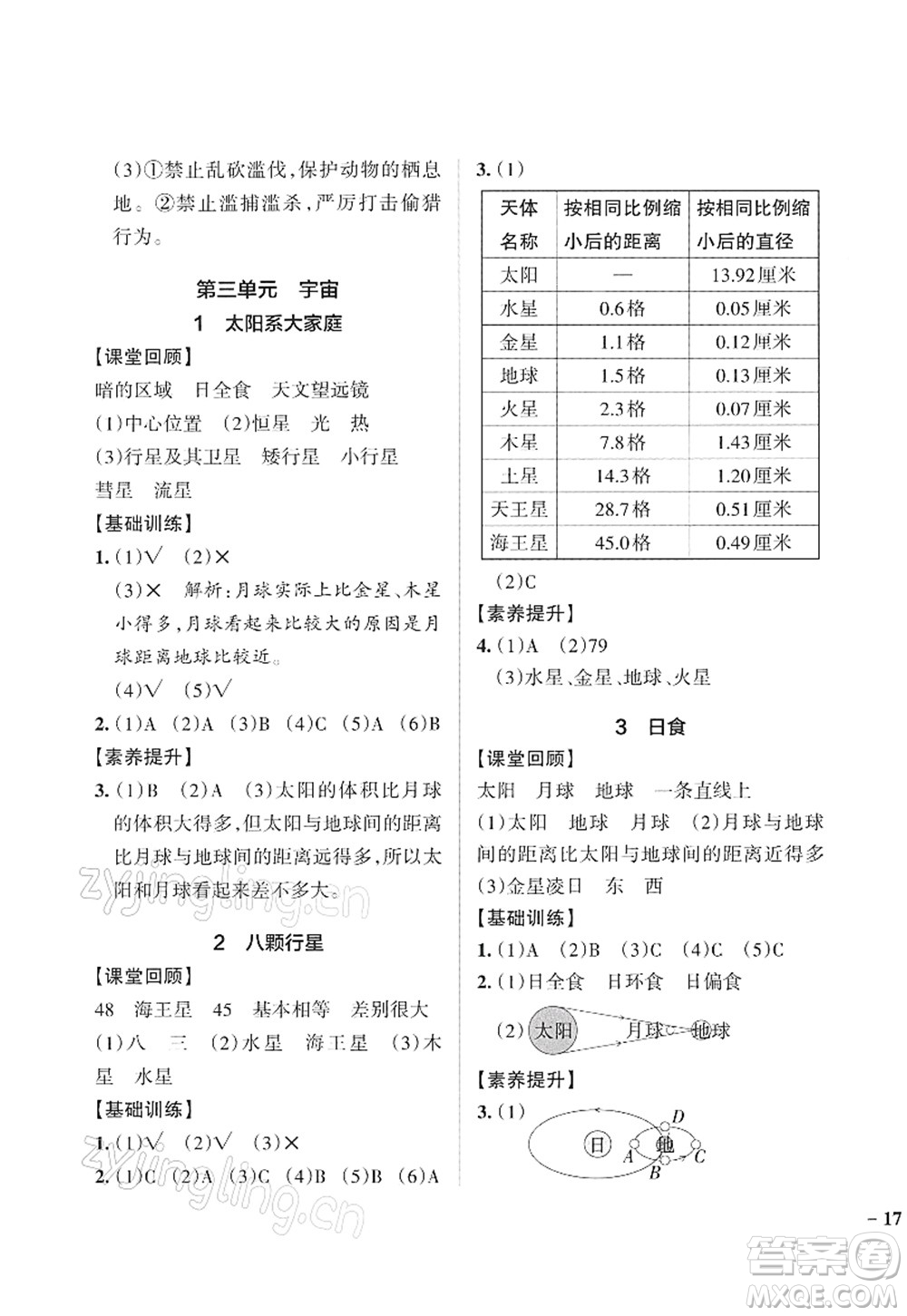 陜西師范大學(xué)出版總社2022PASS小學(xué)學(xué)霸作業(yè)本六年級(jí)科學(xué)下冊(cè)JK教科版答案