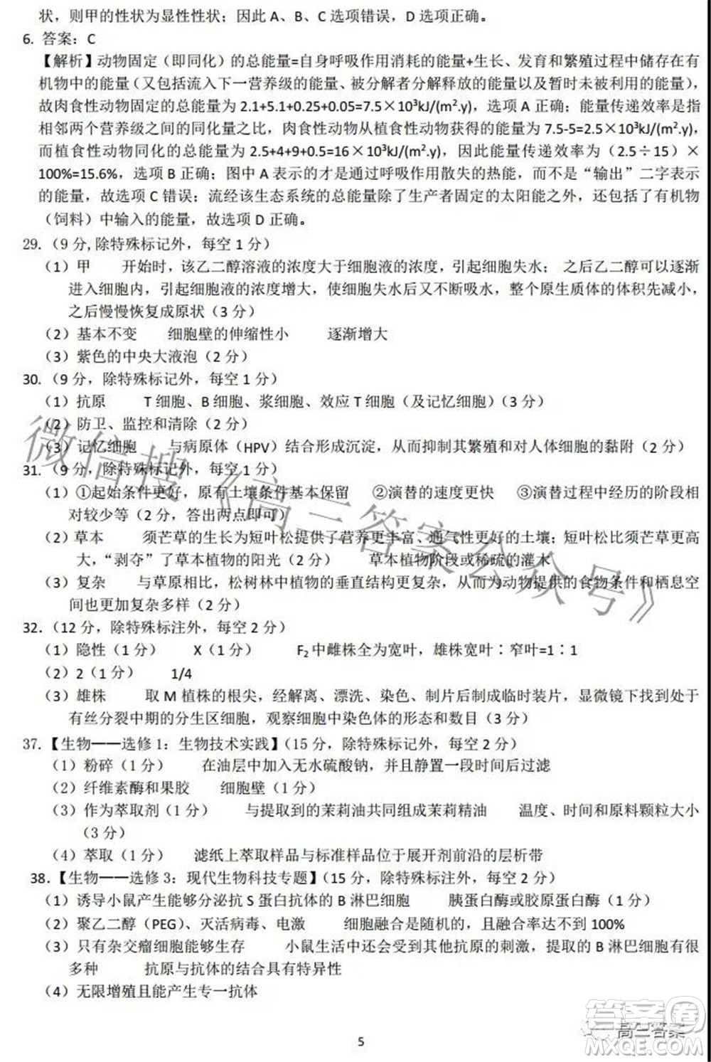 昆明市第一中學(xué)2022屆高中新課標(biāo)高三第六次考前基礎(chǔ)強(qiáng)化理科綜合試題及答案