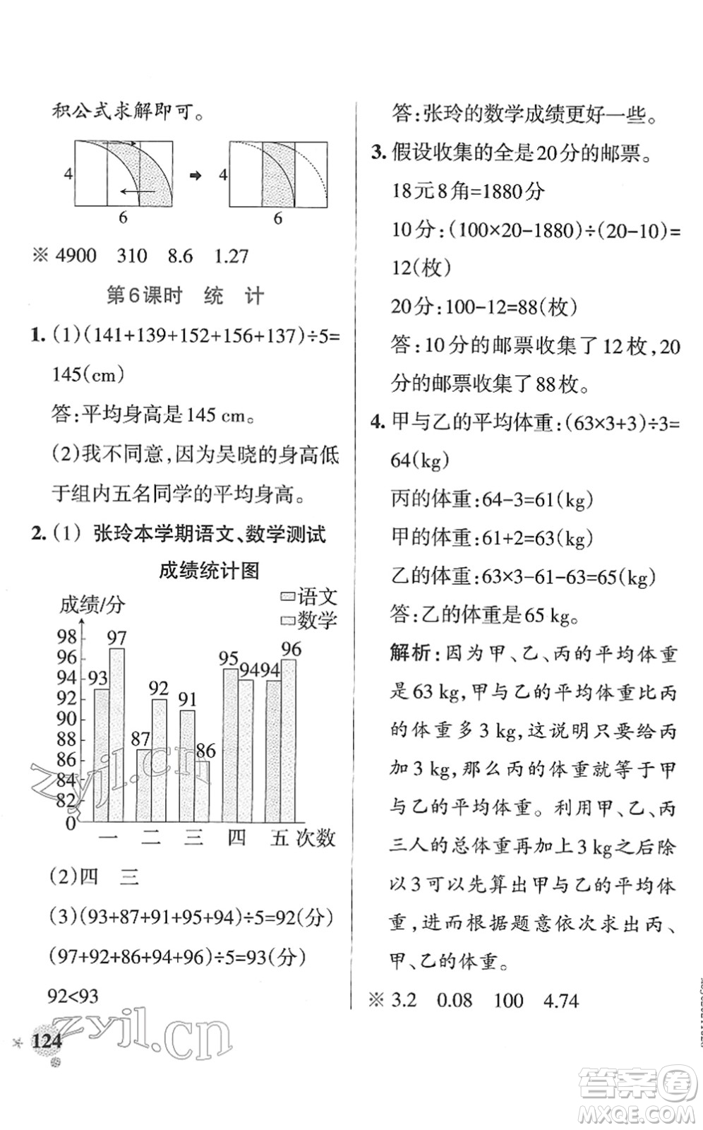 陜西師范大學出版總社2022PASS小學學霸作業(yè)本四年級數(shù)學下冊RJ人教版廣東專版答案