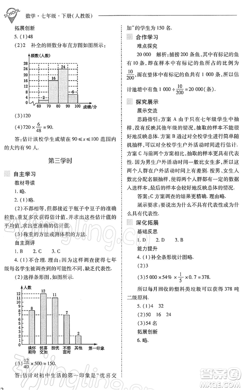 山西教育出版社2022新課程問題解決導(dǎo)學(xué)方案七年級數(shù)學(xué)下冊人教版答案