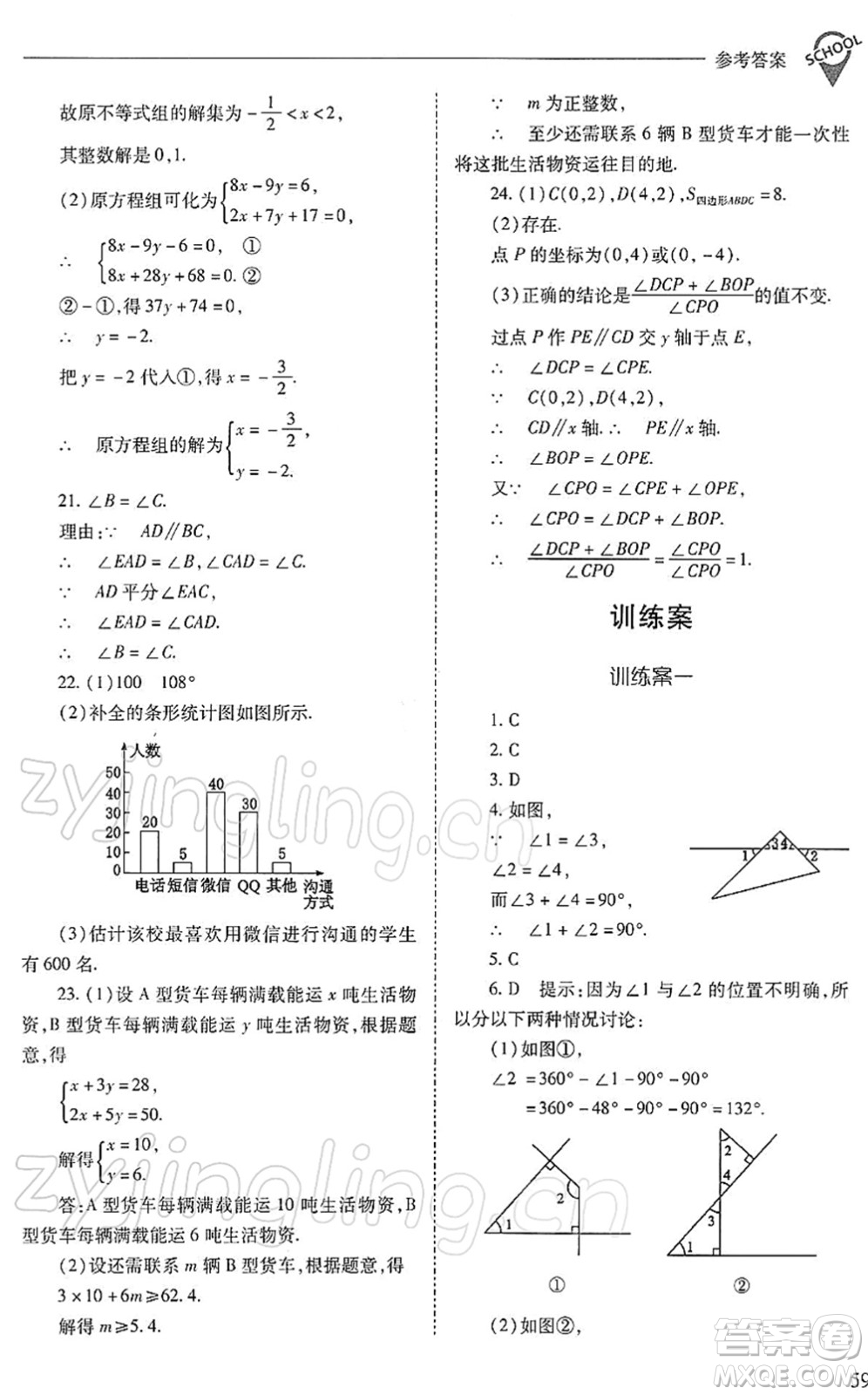 山西教育出版社2022新課程問題解決導(dǎo)學(xué)方案七年級數(shù)學(xué)下冊人教版答案