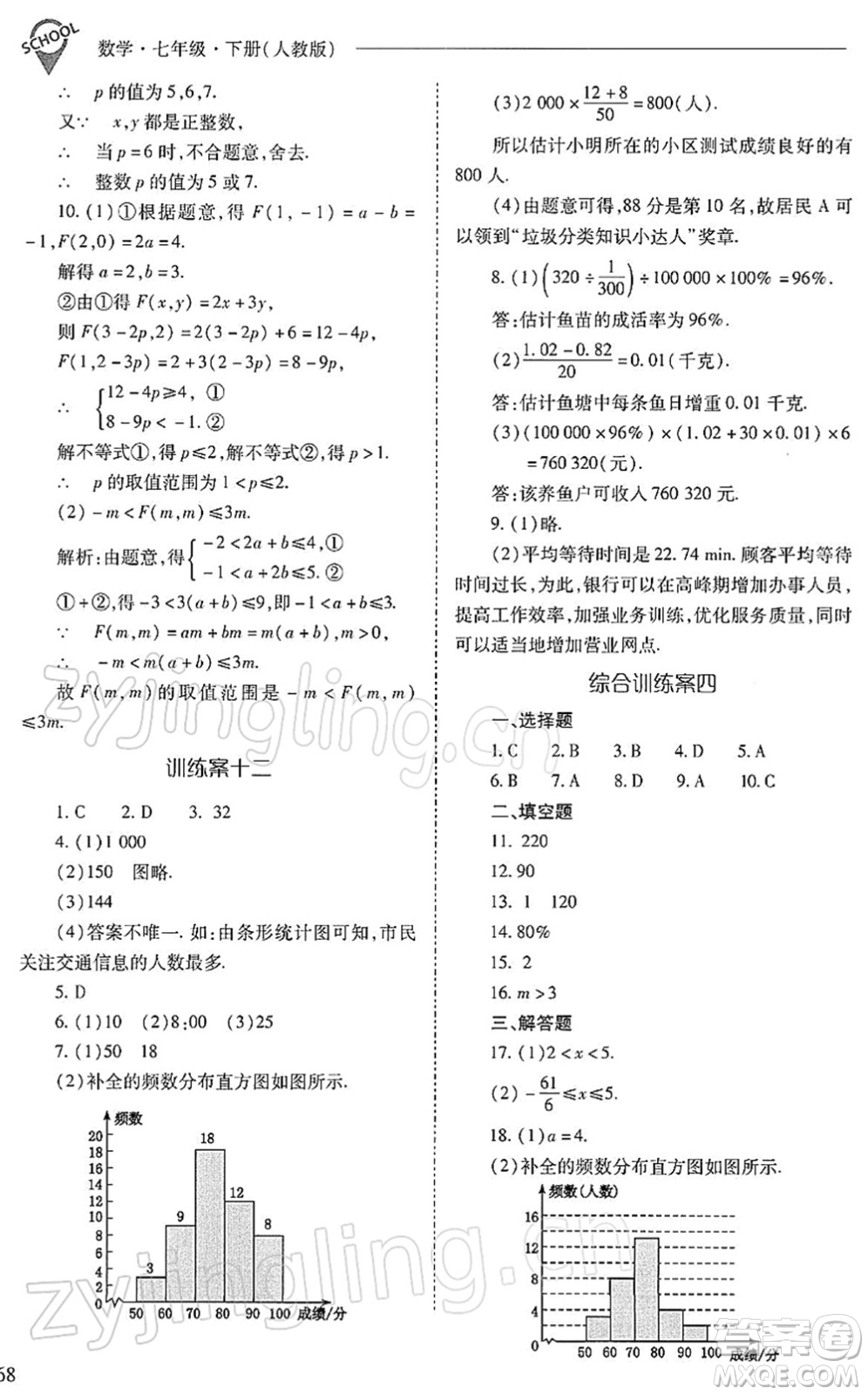 山西教育出版社2022新課程問題解決導(dǎo)學(xué)方案七年級數(shù)學(xué)下冊人教版答案