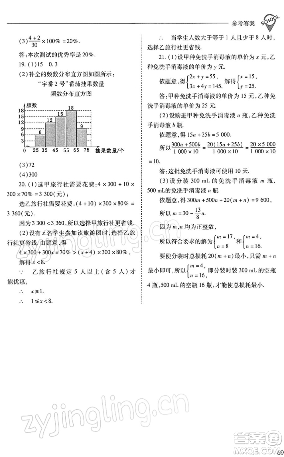 山西教育出版社2022新課程問題解決導(dǎo)學(xué)方案七年級數(shù)學(xué)下冊人教版答案