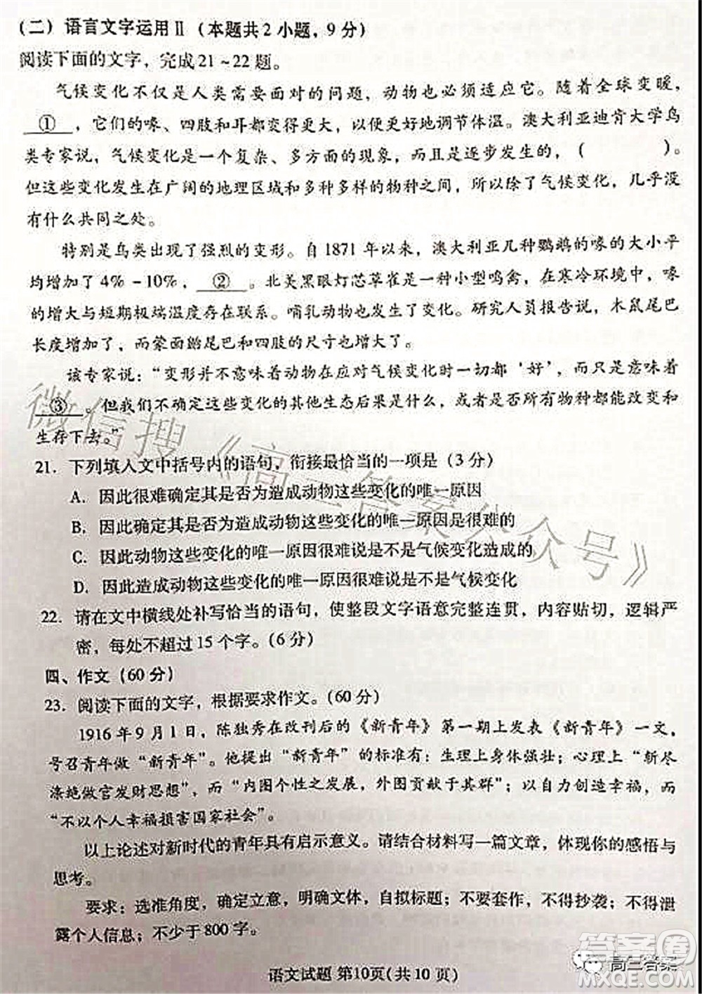 福建四地市2022屆高中畢業(yè)班第一次質量檢測語文試題及答案