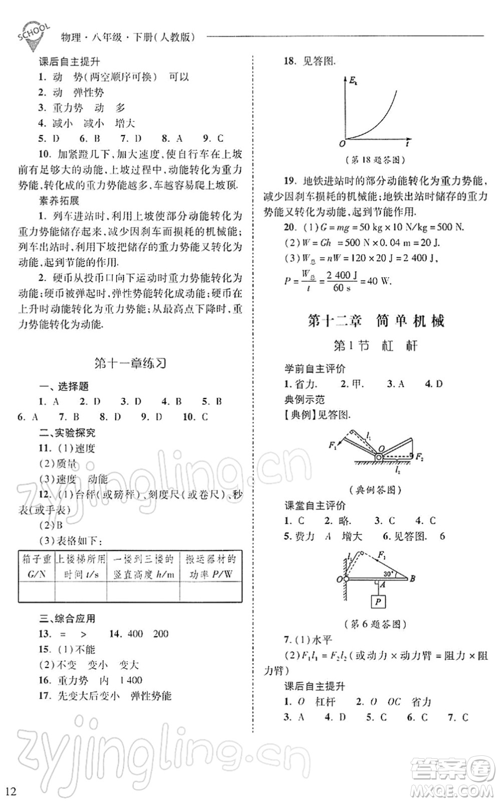 山西教育出版社2022新課程問(wèn)題解決導(dǎo)學(xué)方案八年級(jí)物理下冊(cè)人教版答案