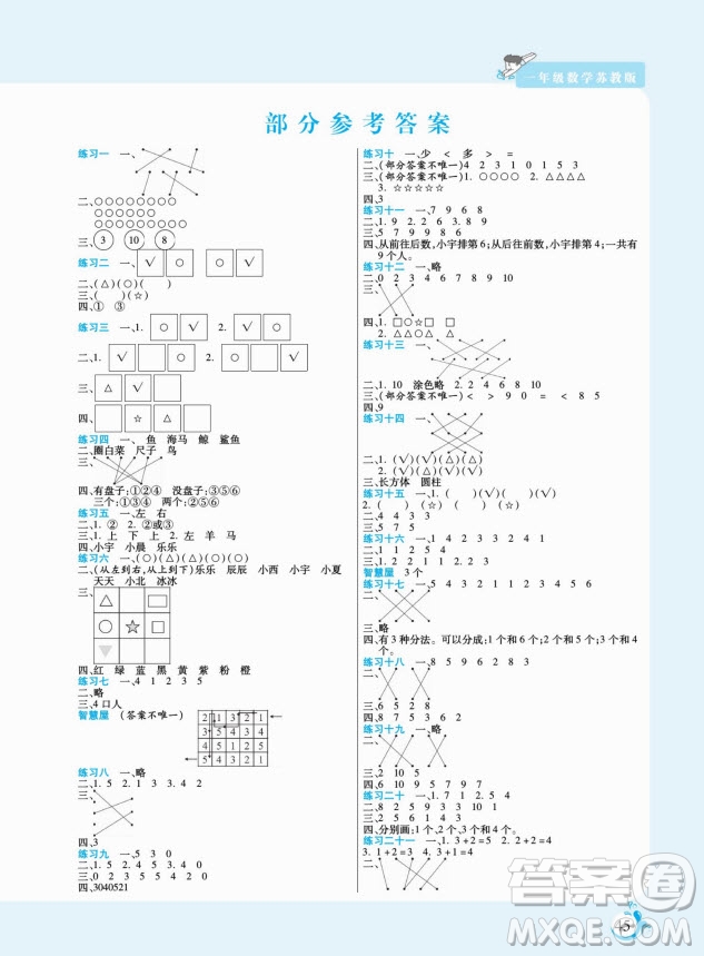 陽光出版社2022假期天天練寒假一年級數(shù)學(xué)SJ蘇教版答案