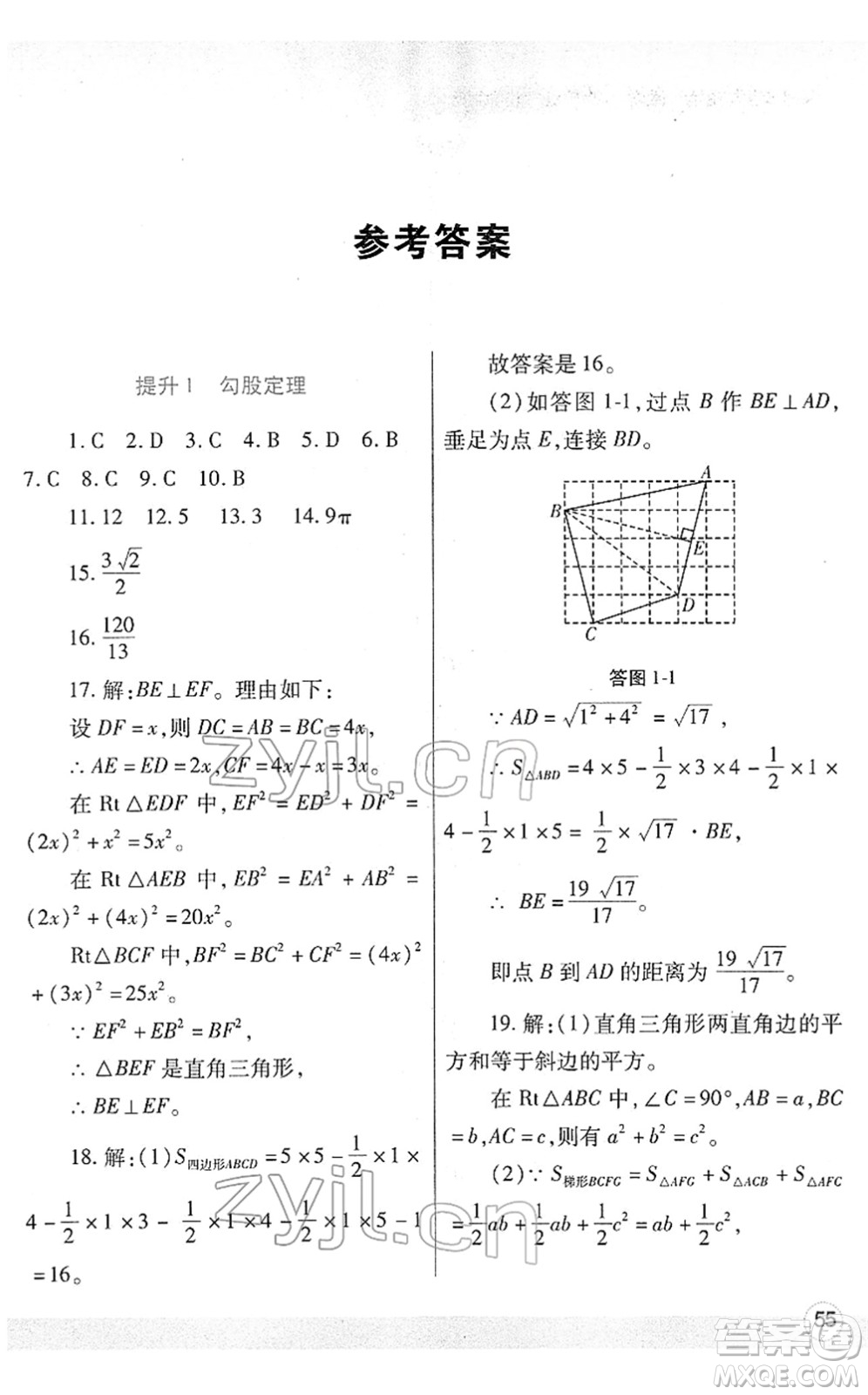 陜西師范大學(xué)出版總社2022寒假作業(yè)與生活八年級(jí)數(shù)學(xué)北師大版答案