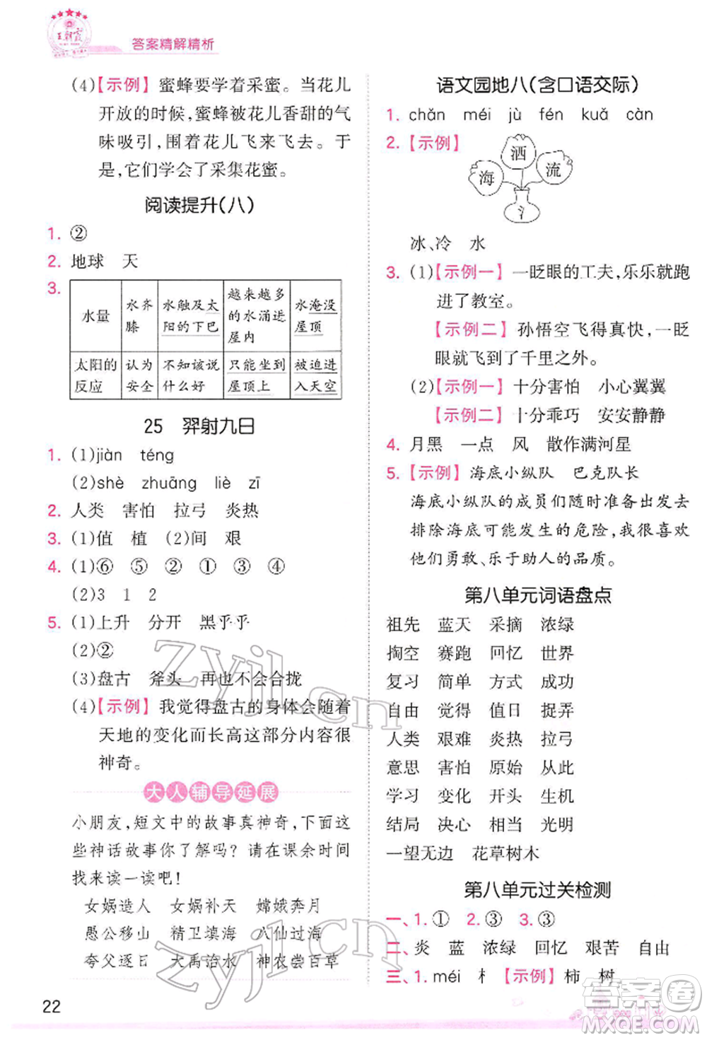 江西人民出版社2022王朝霞創(chuàng)維新課堂同步優(yōu)化訓(xùn)練二年級(jí)下冊(cè)語(yǔ)文人教版參考答案