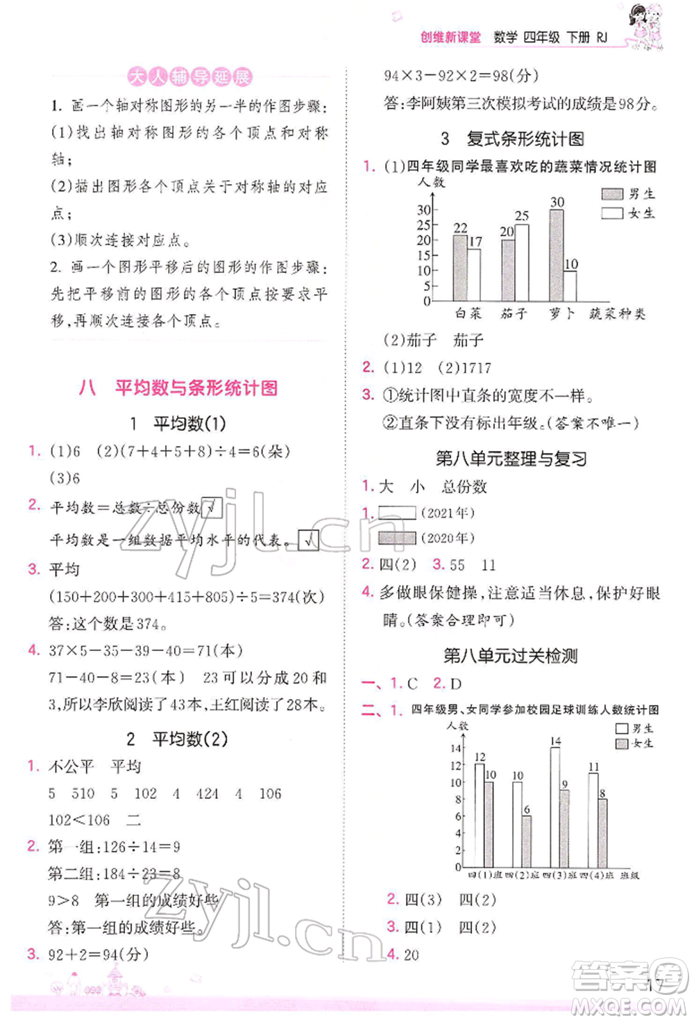 江西人民出版社2022王朝霞創(chuàng)維新課堂同步優(yōu)化訓(xùn)練四年級下冊數(shù)學(xué)人教版參考答案