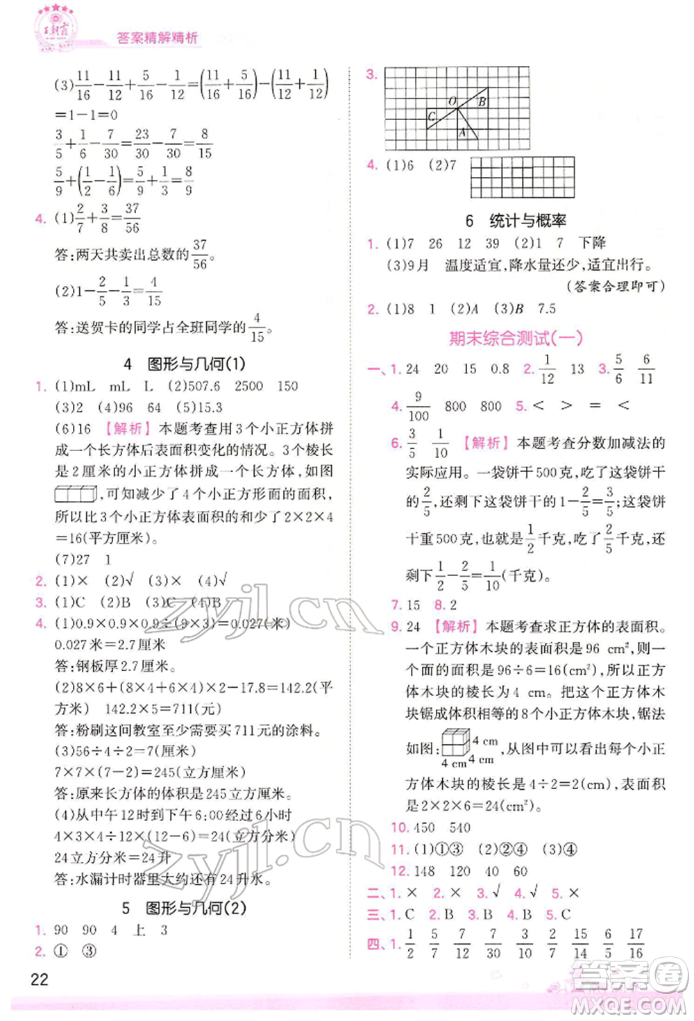 江西人民出版社2022王朝霞創(chuàng)維新課堂同步優(yōu)化訓(xùn)練五年級下冊數(shù)學(xué)人教版參考答案