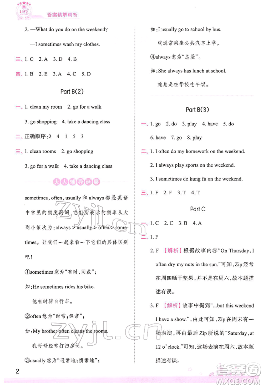 江西人民出版社2022王朝霞創(chuàng)維新課堂同步優(yōu)化訓(xùn)練五年級(jí)下冊(cè)英語(yǔ)人教版參考答案