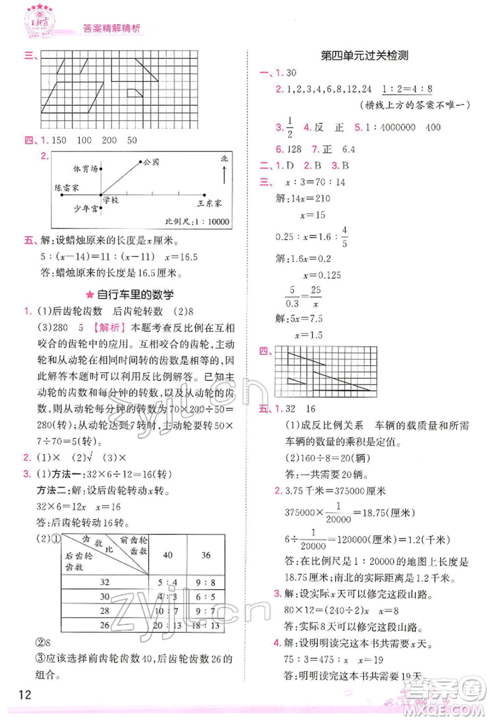 江西人民出版社2022王朝霞創(chuàng)維新課堂同步優(yōu)化訓練六年級下冊數學人教版參考答案