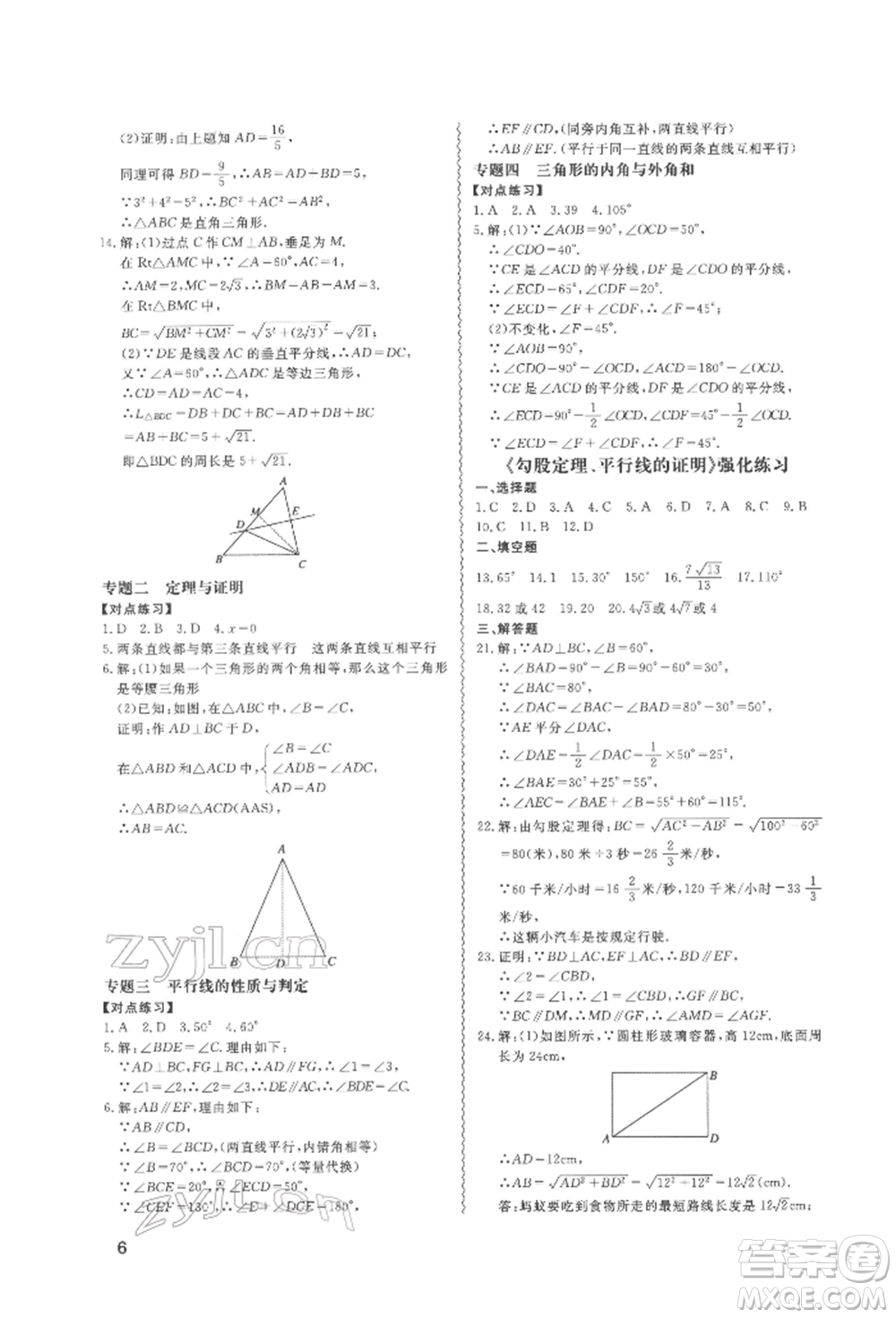 天津教育出版社2022寒假課程練習(xí)八年級數(shù)學(xué)人教版參考答案