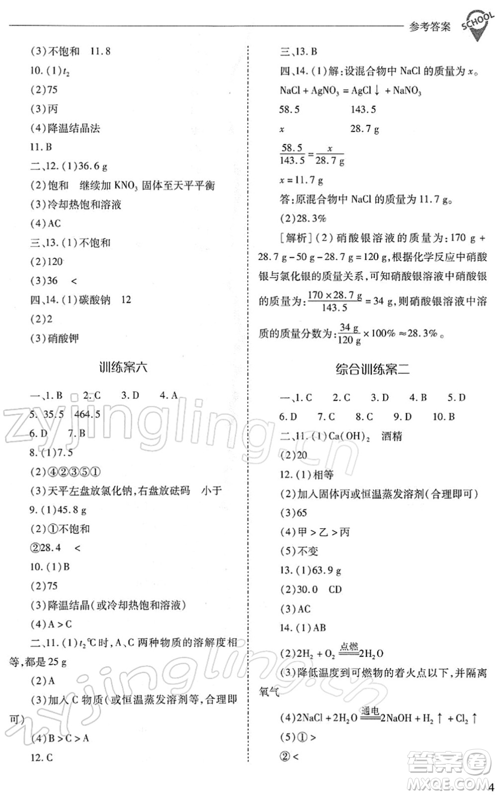 山西教育出版社2022新課程問題解決導(dǎo)學(xué)方案九年級(jí)化學(xué)下冊(cè)人教版答案