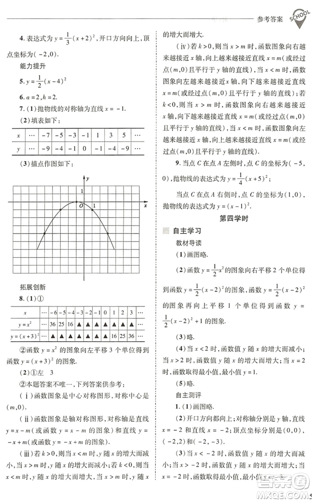 山西教育出版社2022新課程問題解決導學方案九年級數學下冊華東師大版答案