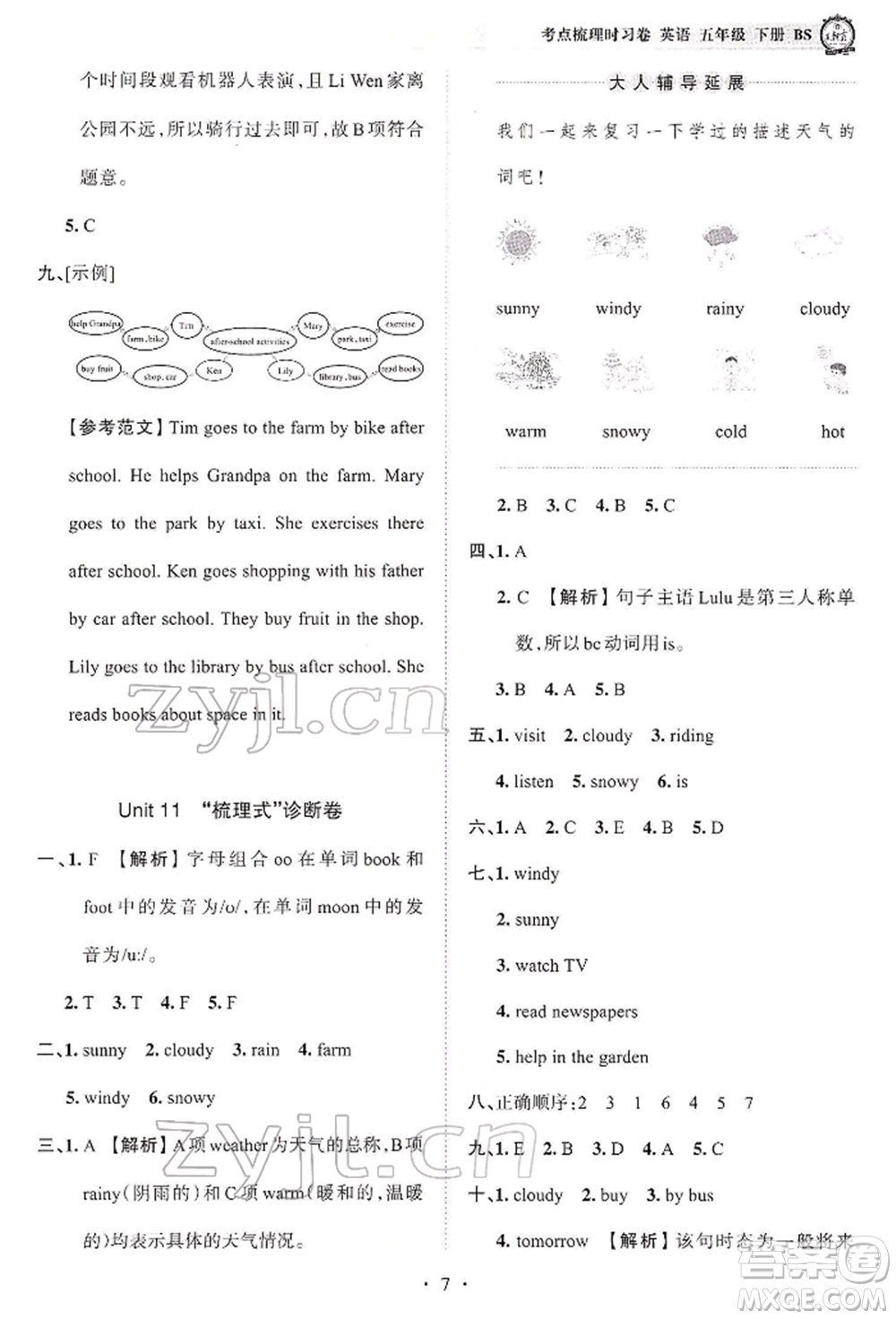 江西人民出版社2022王朝霞考點(diǎn)梳理時(shí)習(xí)卷五年級(jí)英語(yǔ)下冊(cè)北師大版參考答案