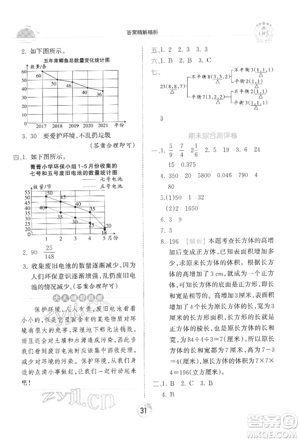 江西人民出版社2022王朝霞德才兼?zhèn)渥鳂I(yè)創(chuàng)新設(shè)計(jì)五年級(jí)數(shù)學(xué)下冊(cè)人教版參考答案