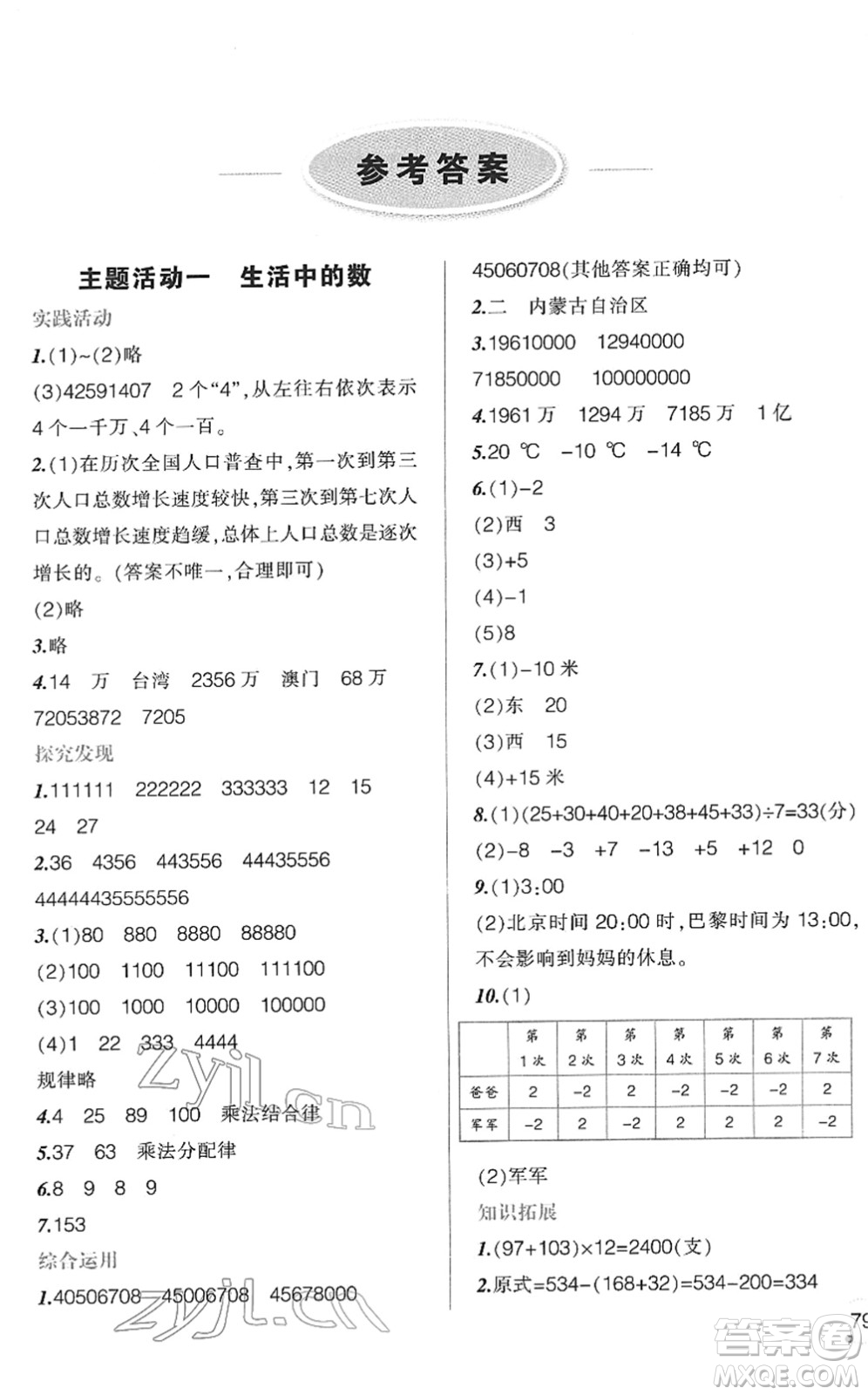 遼寧師范大學(xué)出版社2022寒假樂園四年級(jí)數(shù)學(xué)通用版答案