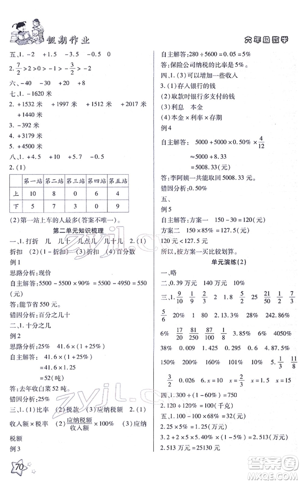 河北科學(xué)技術(shù)出版社2022輕松總復(fù)習(xí)假期作業(yè)輕松寒假六年級(jí)數(shù)學(xué)通用版答案