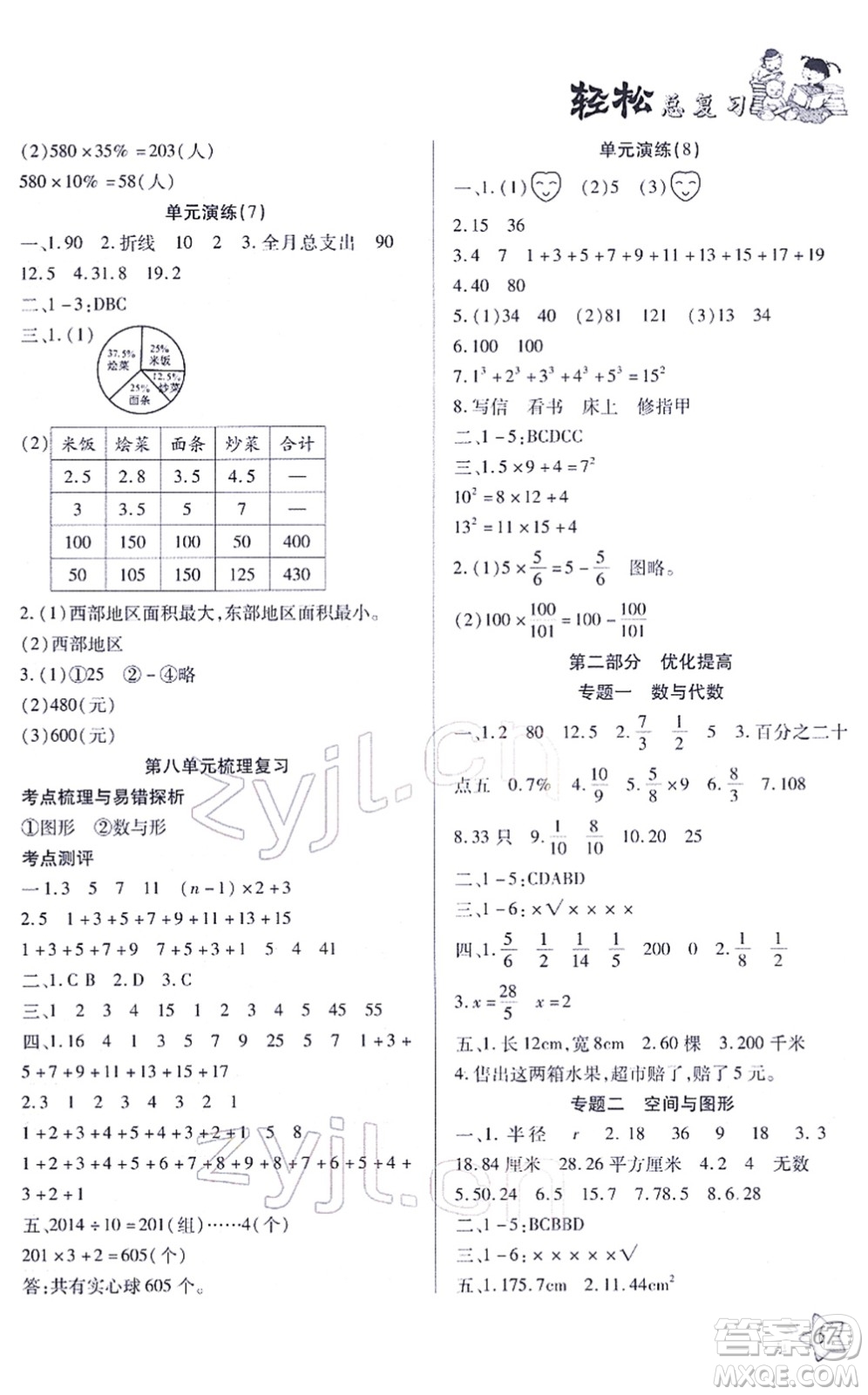 河北科學(xué)技術(shù)出版社2022輕松總復(fù)習(xí)假期作業(yè)輕松寒假六年級(jí)數(shù)學(xué)通用版答案