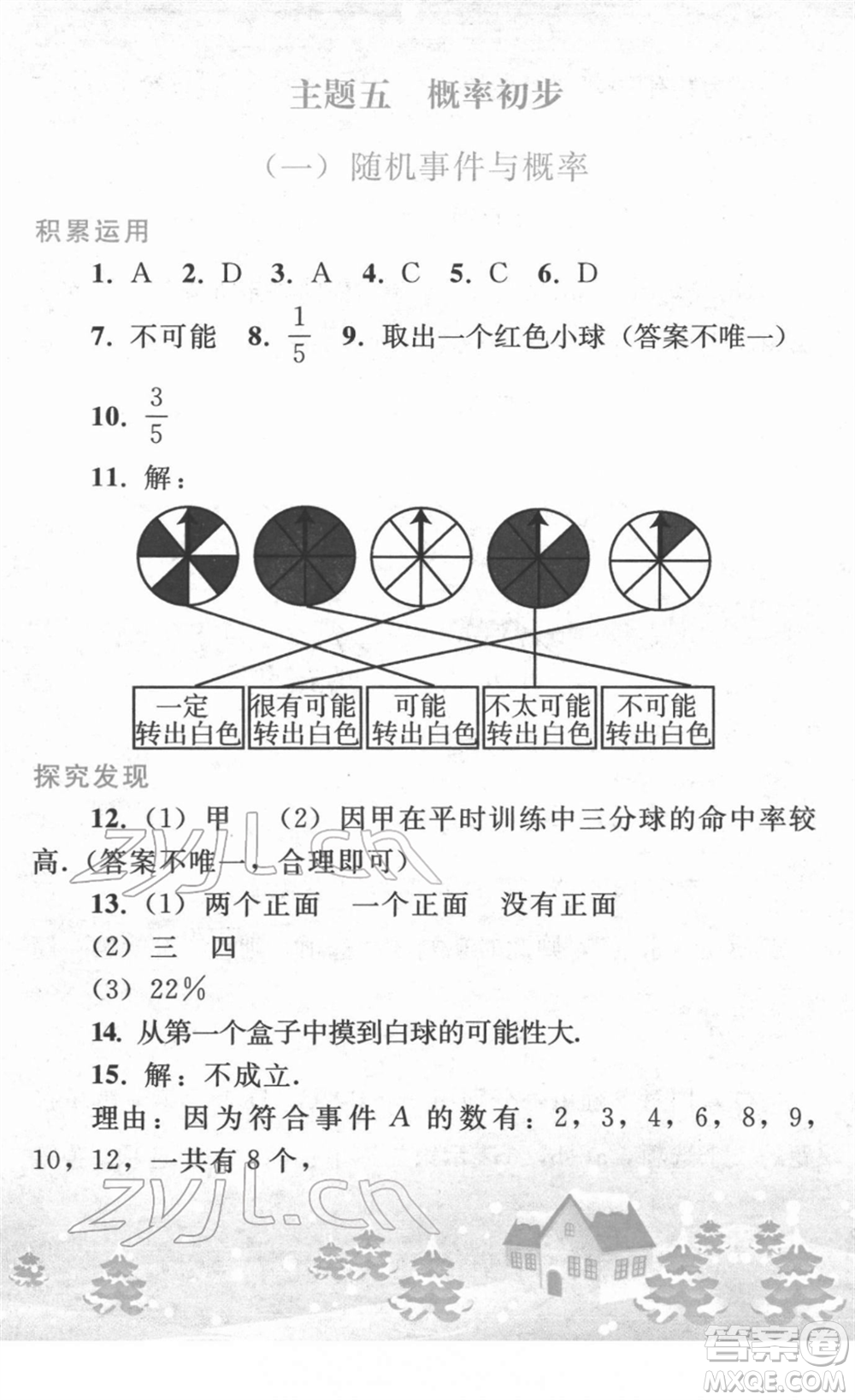 人民教育出版社2022寒假作業(yè)九年級數(shù)學人教版答案