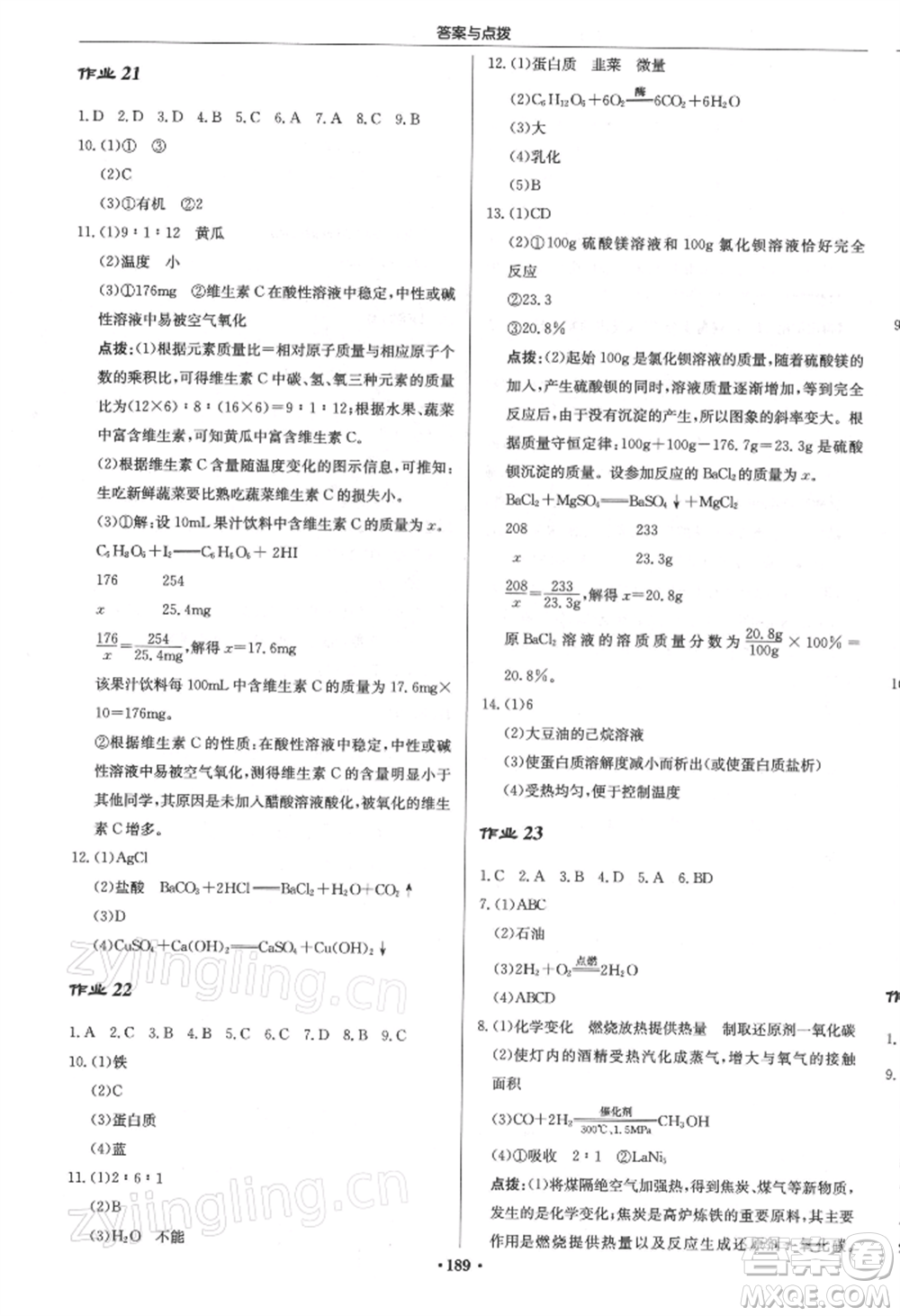 龍門書(shū)局2022啟東中學(xué)作業(yè)本九年級(jí)化學(xué)下冊(cè)滬教版參考答案