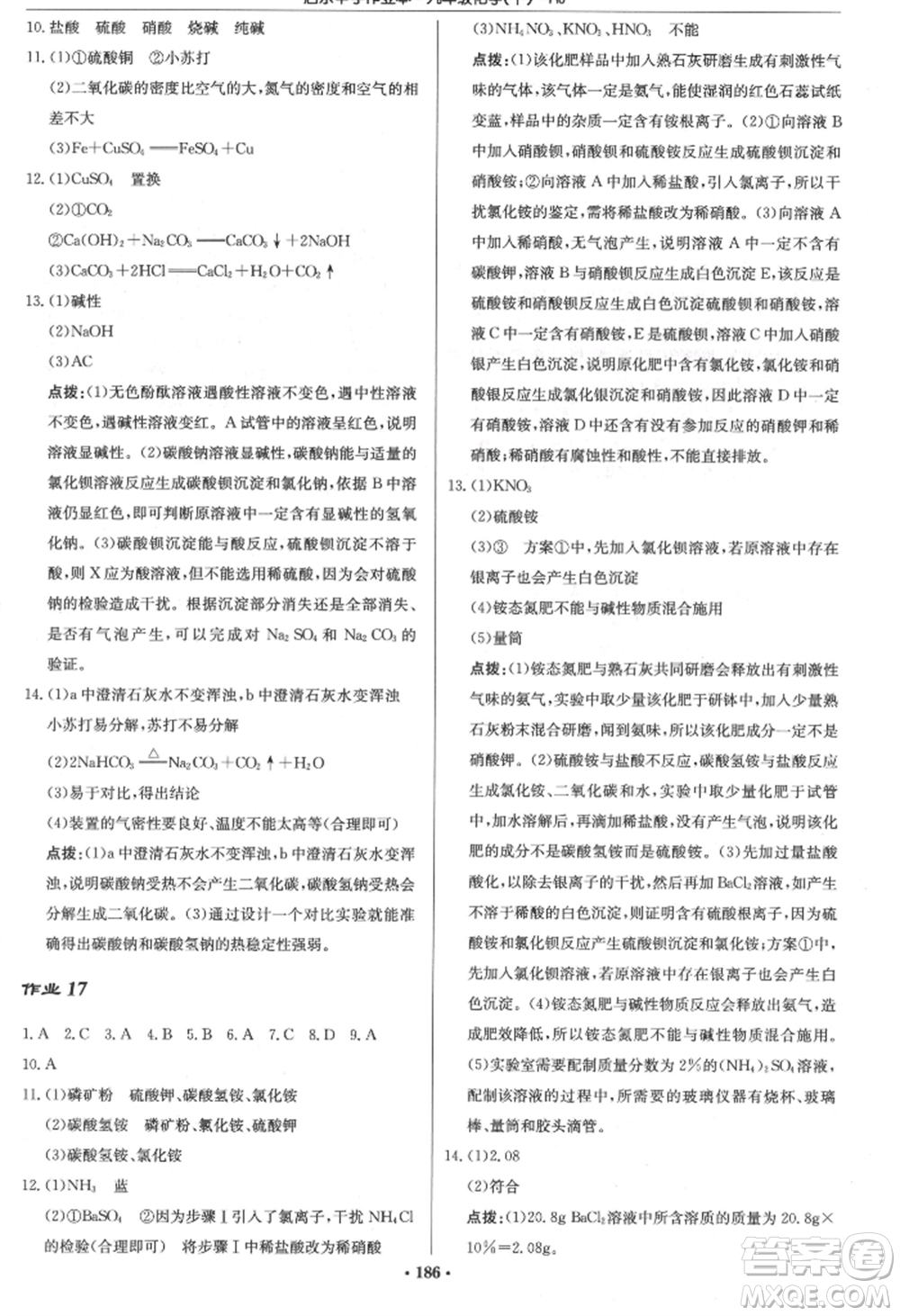 龍門書(shū)局2022啟東中學(xué)作業(yè)本九年級(jí)化學(xué)下冊(cè)滬教版參考答案