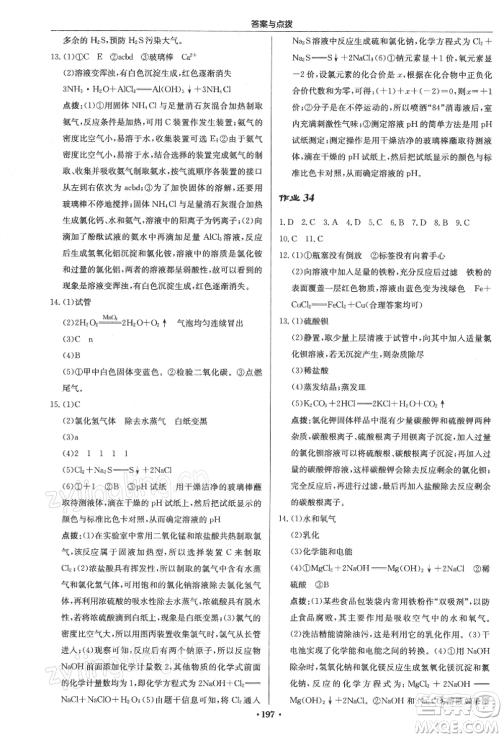 龍門書(shū)局2022啟東中學(xué)作業(yè)本九年級(jí)化學(xué)下冊(cè)滬教版參考答案