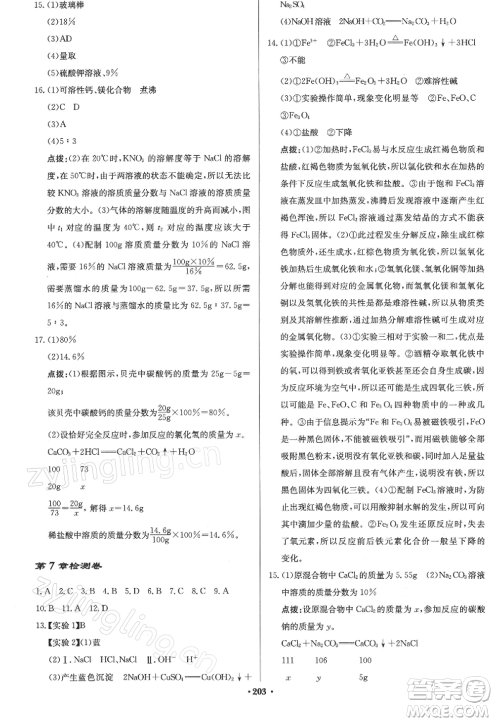 龍門書(shū)局2022啟東中學(xué)作業(yè)本九年級(jí)化學(xué)下冊(cè)滬教版參考答案