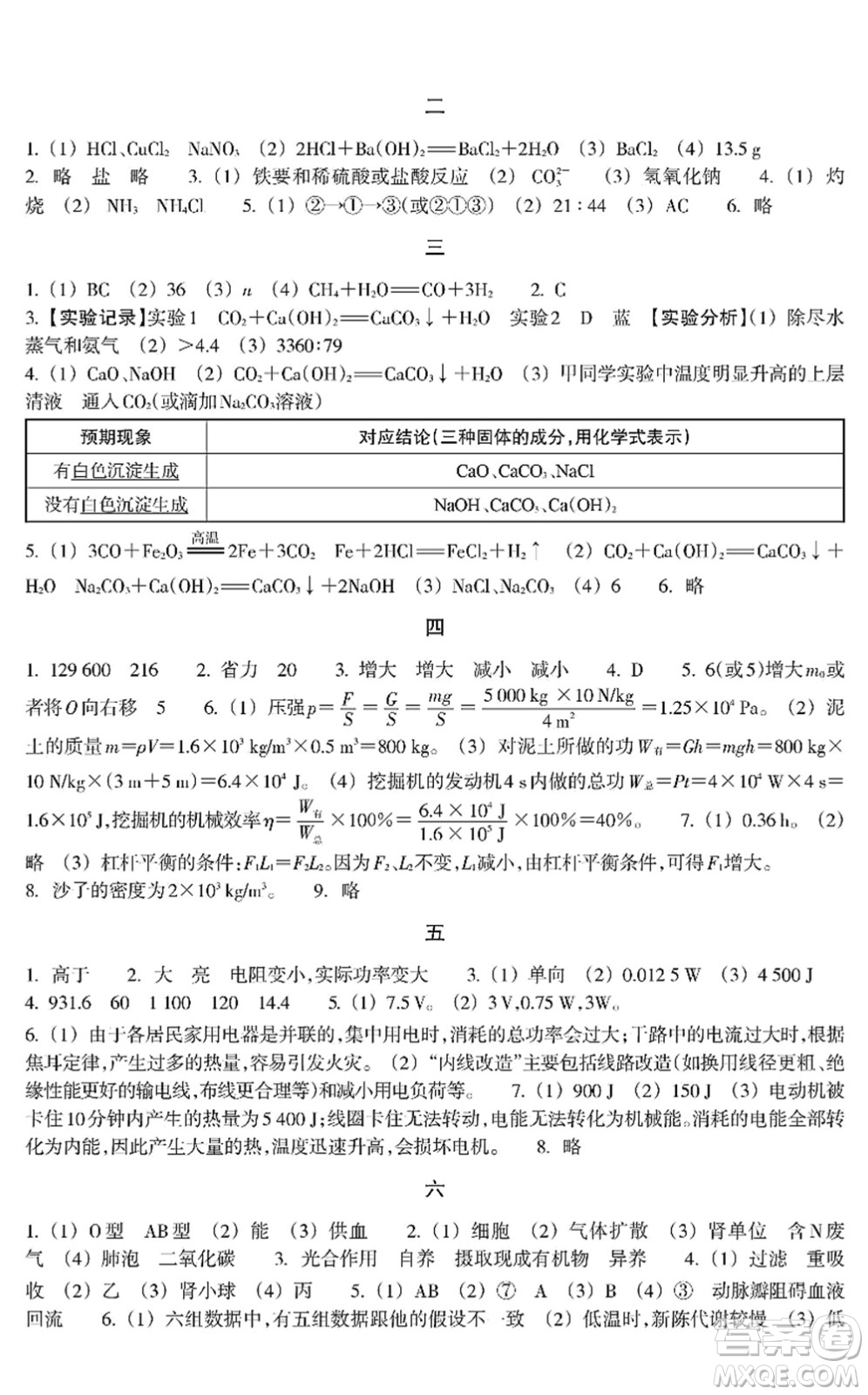 浙江教育出版社2022寒假作業(yè)九年級(jí)合訂本B版答案