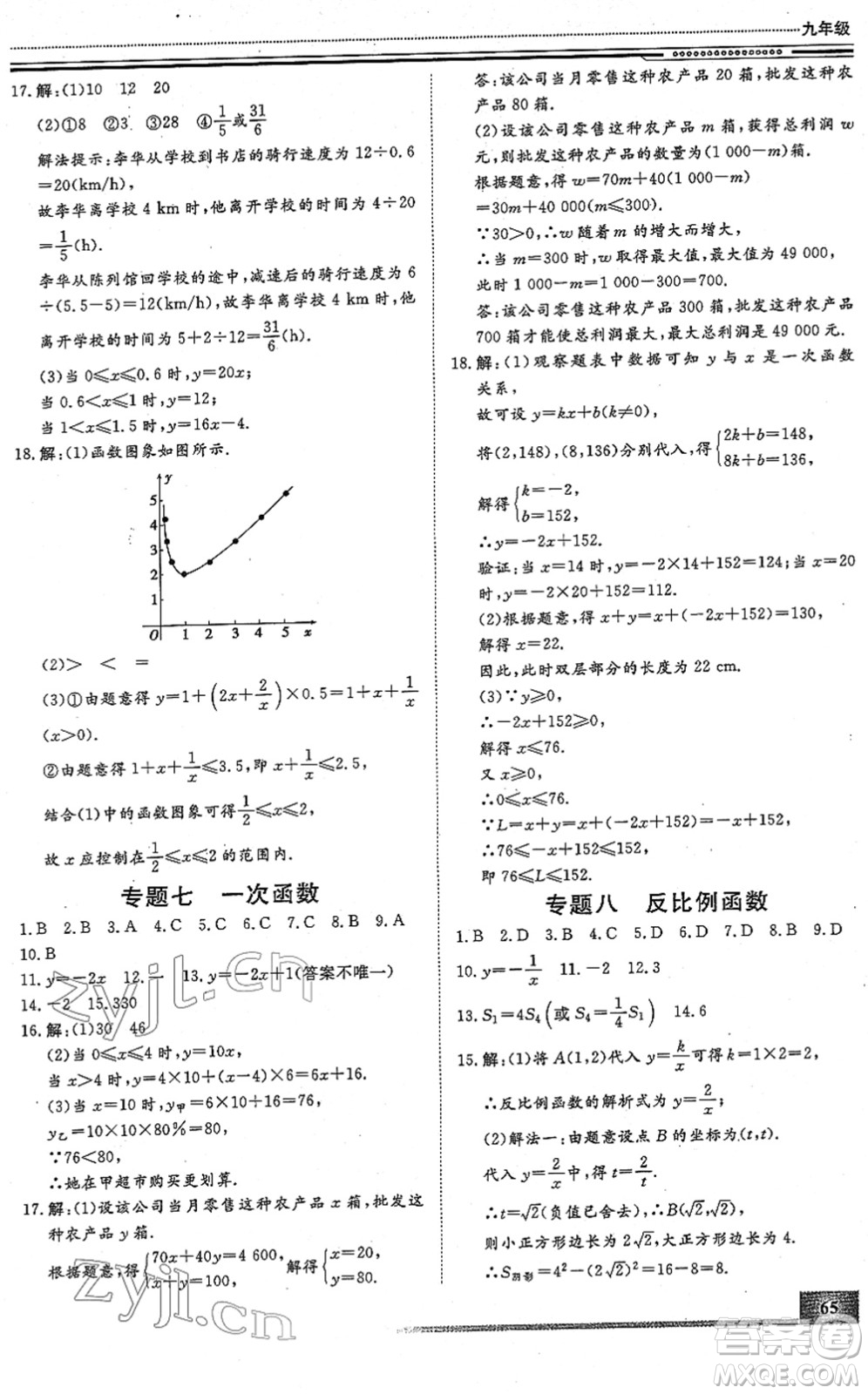 北京工業(yè)大學(xué)出版社2022文軒假期生活指導(dǎo)九年級數(shù)學(xué)人教版答案