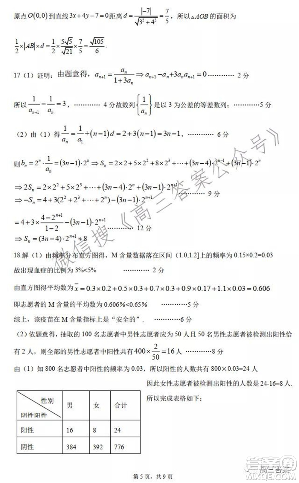 安徽省六校教育研究會2022屆高三聯(lián)考文科數(shù)學能力測試答案