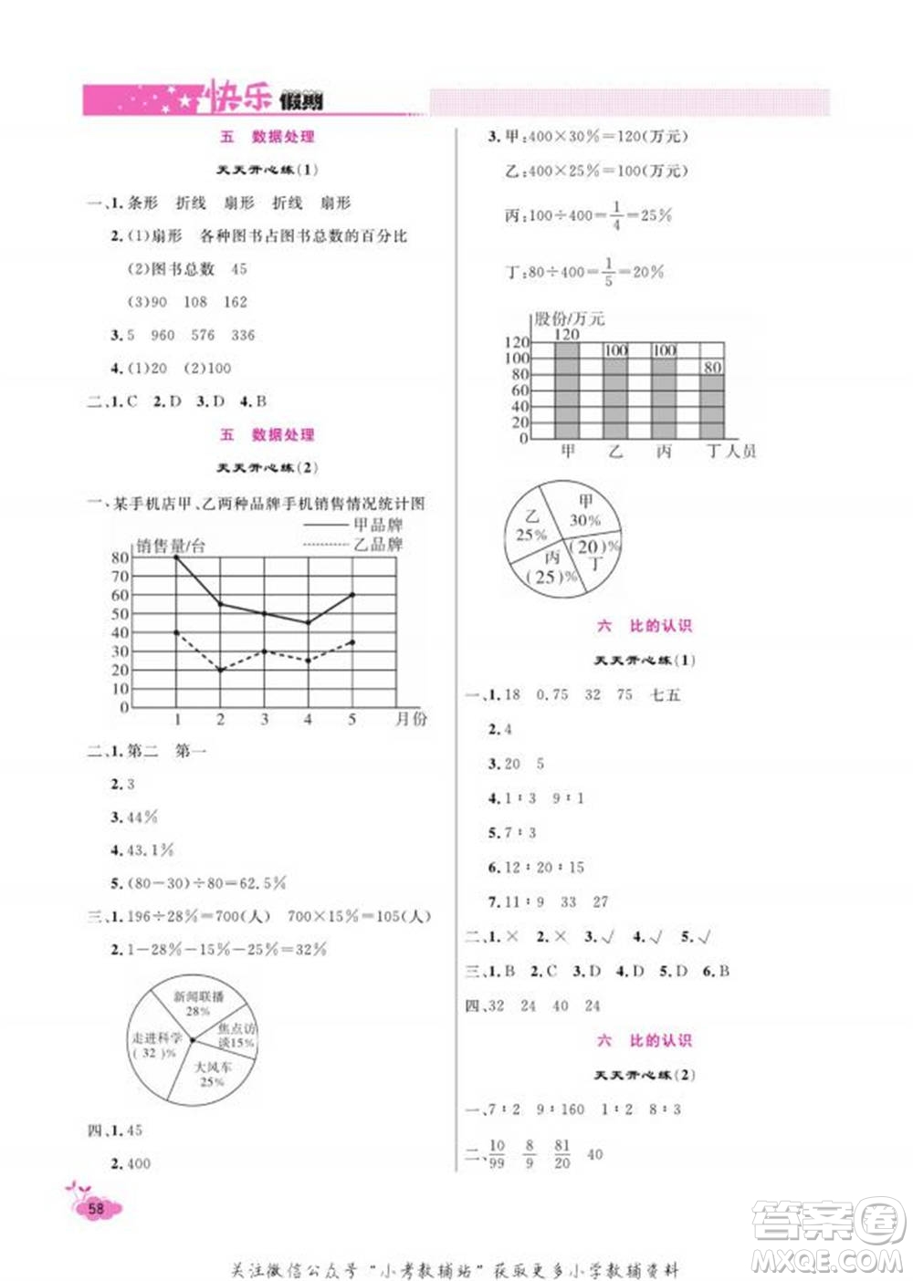 天津人民出版社2022快樂假期寒假作業(yè)六年級數(shù)學(xué)北師大版參考答案