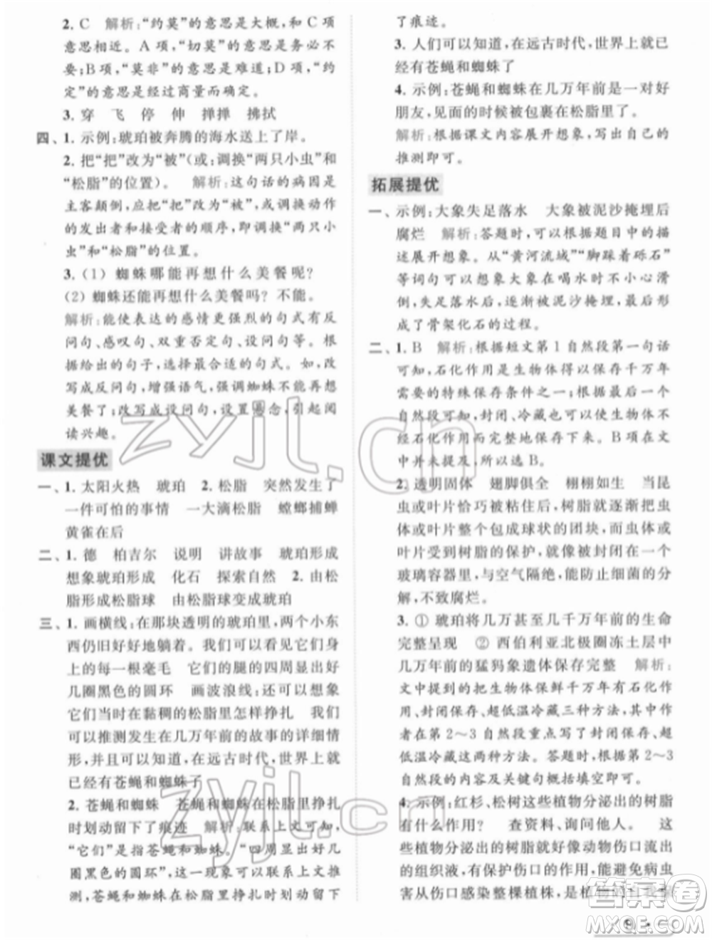 北京教育出版社2022亮點給力提優(yōu)課時作業(yè)本四年級語文下冊部編版參考答案